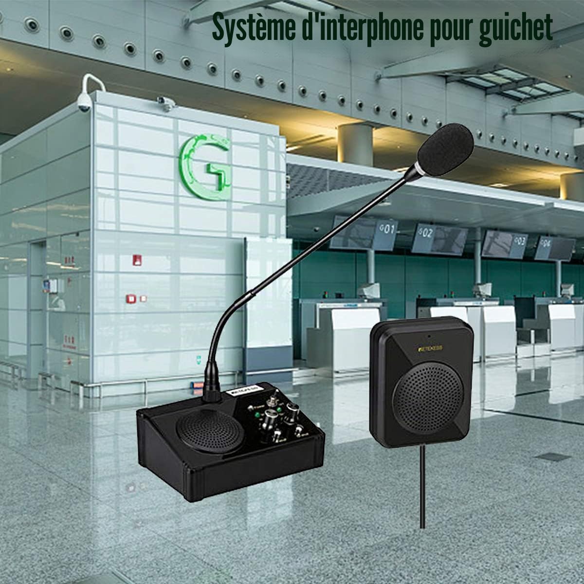 Retekess TW106 Haut-Parleur de Fenêtre, Interphone de Comptoir | pour Points de Contrôle Immigration, Cliniques, Banques, 2 Voies, Aucune Interférence de Bruit