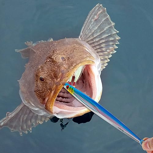 Miniatura 7 de Gefischtter 3 piezas de plantillas de pesca verticales de agua salada, cuchara de jigging de metal, velocidad rápida de mar profundo, señuelos de
