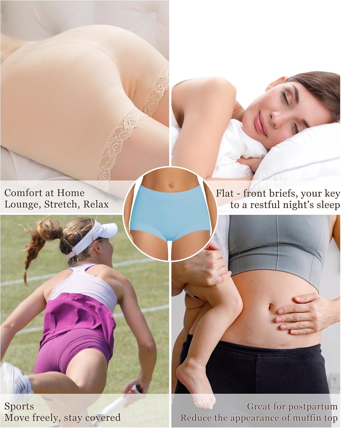 THANTH Boy Shorts Underwear for Women High Waisted Cotton Panties Full Coverage Boxer Briefs Underwear for Women 5 Pack - Image 5