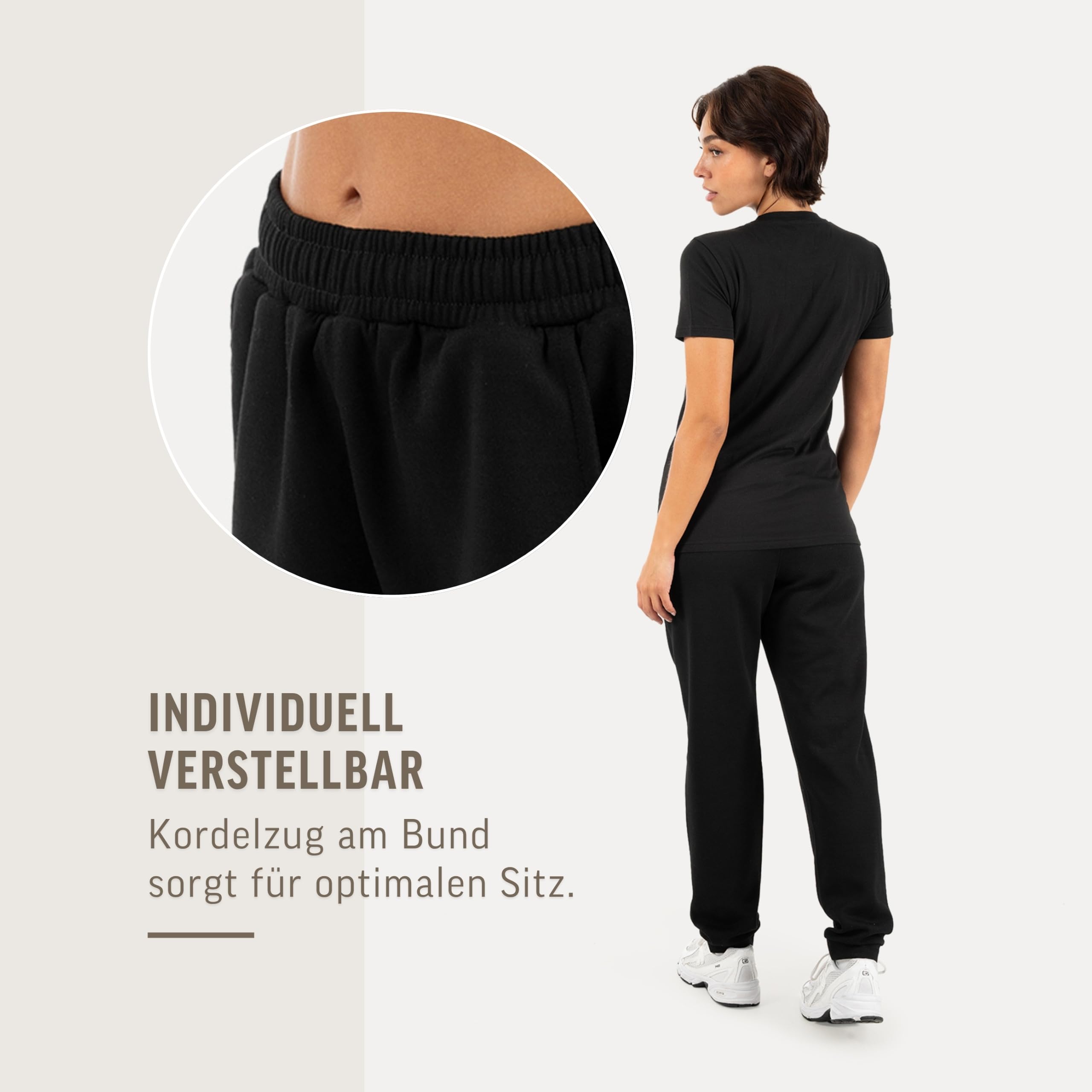 SMILODOX Jogginghose Damen Saria, Basic Sweatpants, Regular Fit mit Baumwolle, Sporthose & Trainingshose, Jogger mit Kordelzug, Rippbündchen & Eingrifftaschen, für Gym & Freiziet