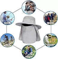 Vista 5 de Sombrero de pesca para hombre, sombrero de sol 3 en 1, sombrero de verano de ala ancha, sombrero de safari Boonie con solapa para el cuello