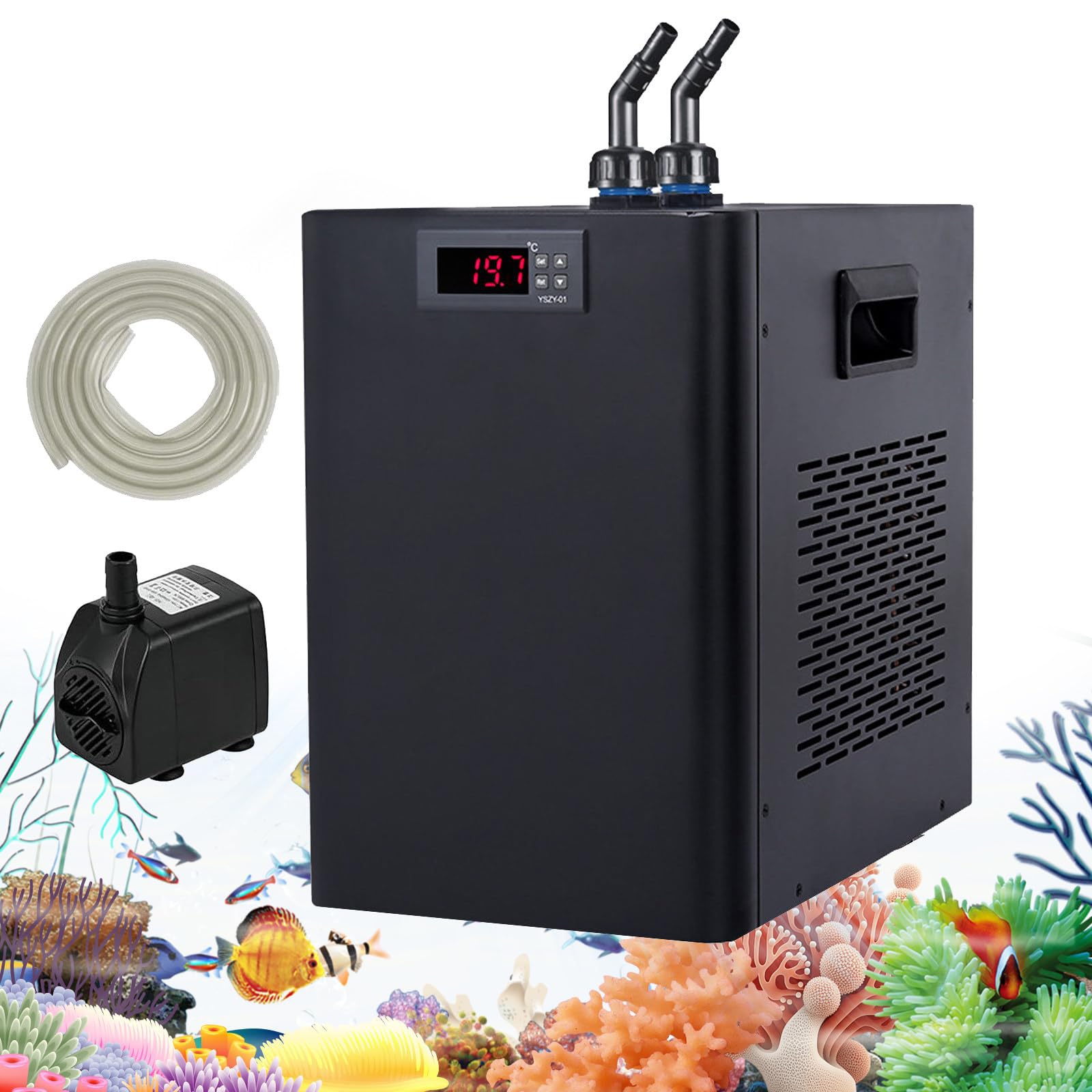 Refroidisseur d'eau pour aquarium, refroidisseur de bain de glace 1/10 HP, 1/3 HP, 1/2 HP, pour eau douce/salée et hydroponie, convient pour les réservoirs de 160 L à 500 L