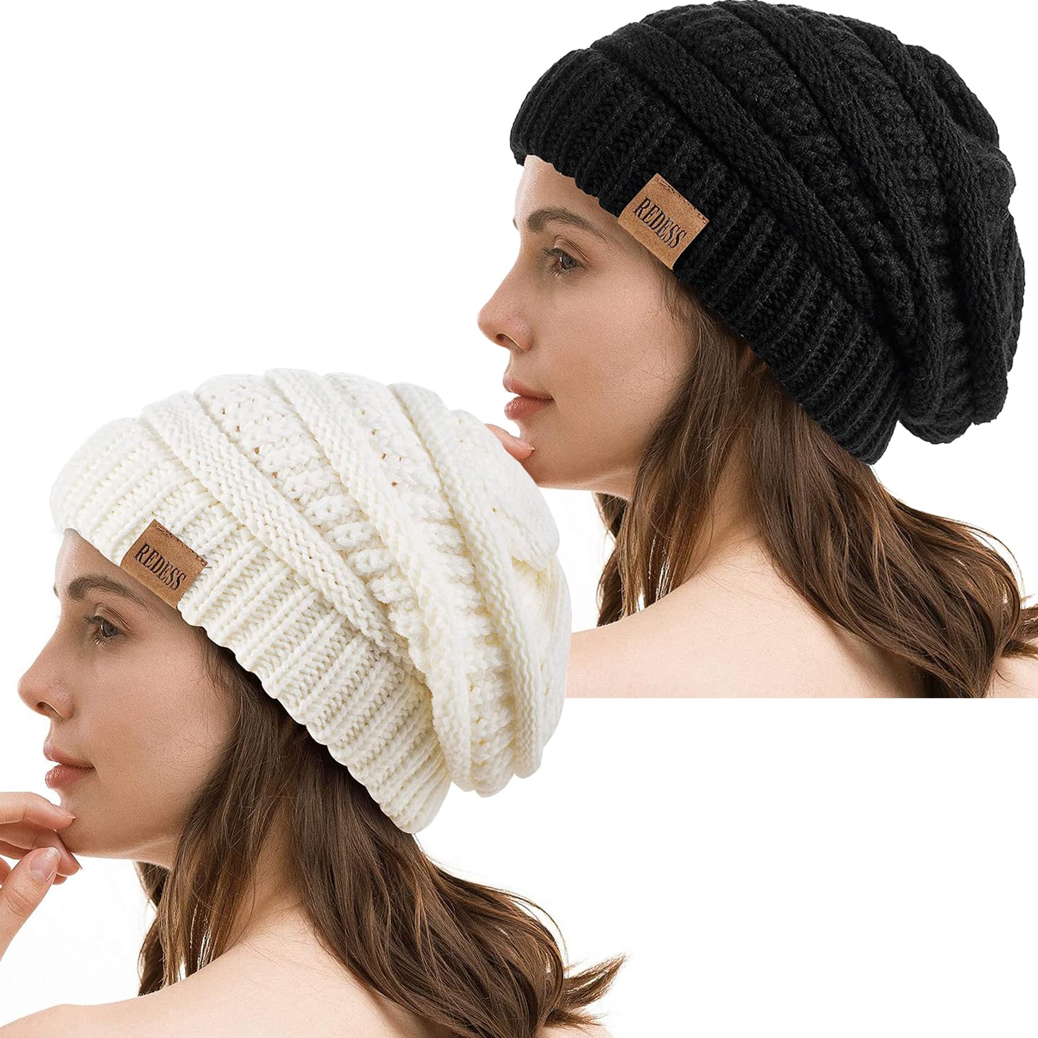 REDESS Slouchy Beanie Hat per Uomo e Donna Winter Warm Chunky Soft Oversize Cable Knit cap