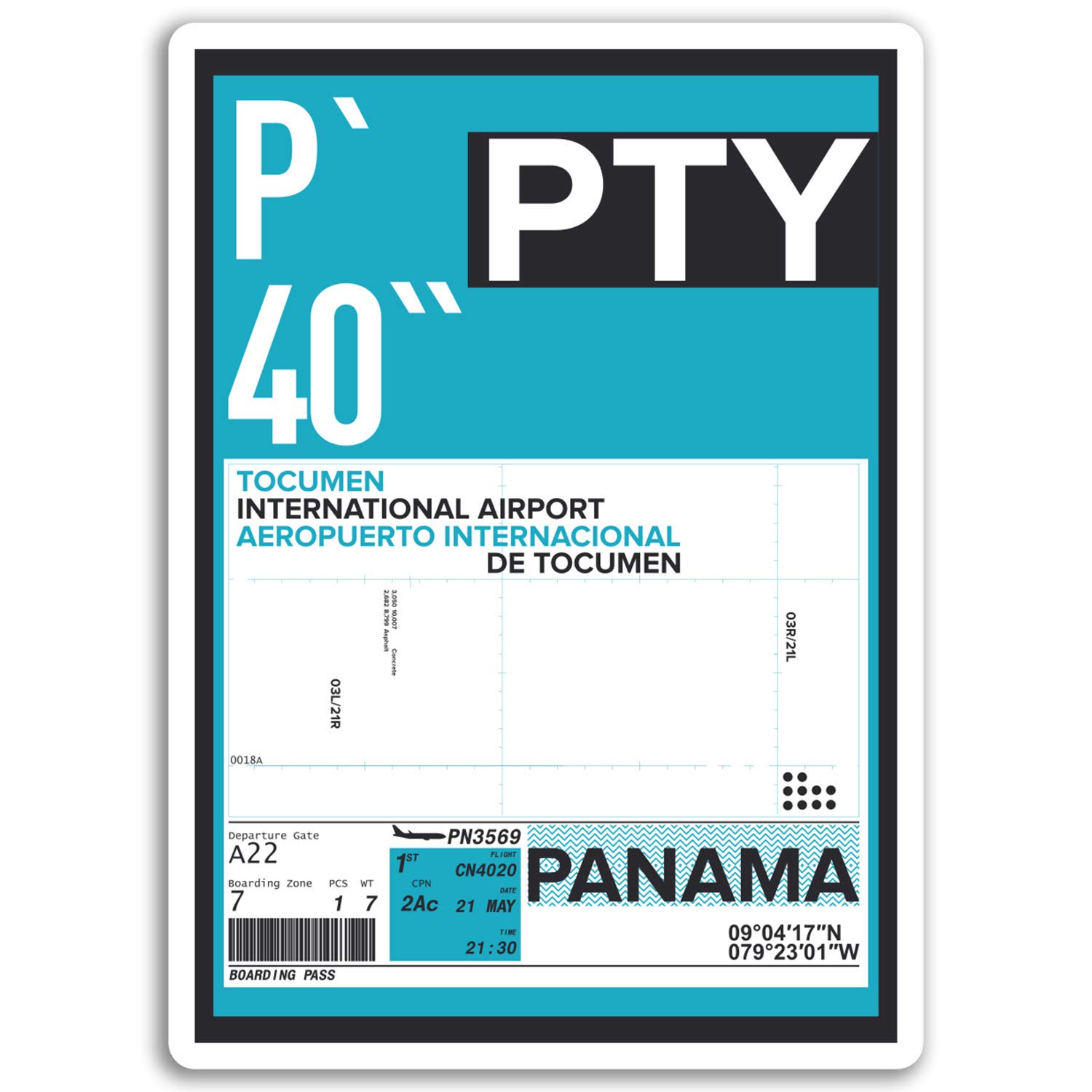 Destinationvinyl Multi 2 X 10Cm Tocumen Airport Vinyl Stickers - Panama Sticker Laptop Luggage #17146 (10Cm Tall)