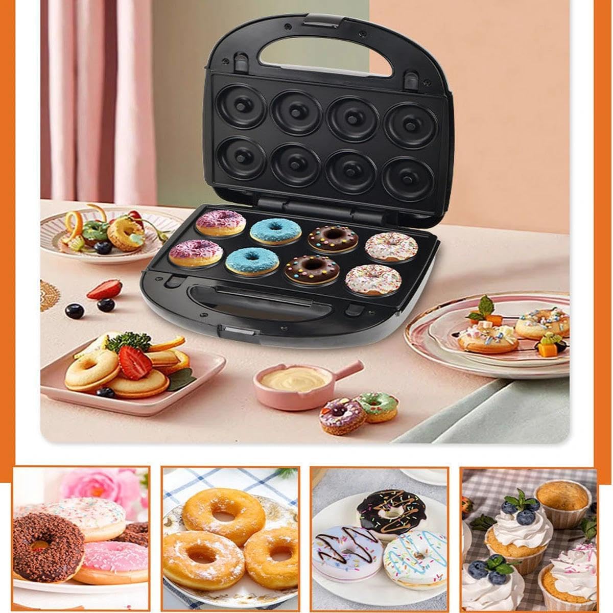 4 In 1 Sandwich Maker Panini Press, Removable Plates,Electric Breakfast Sandwich Maker,for Donuts Burgers Snacks and Desserts