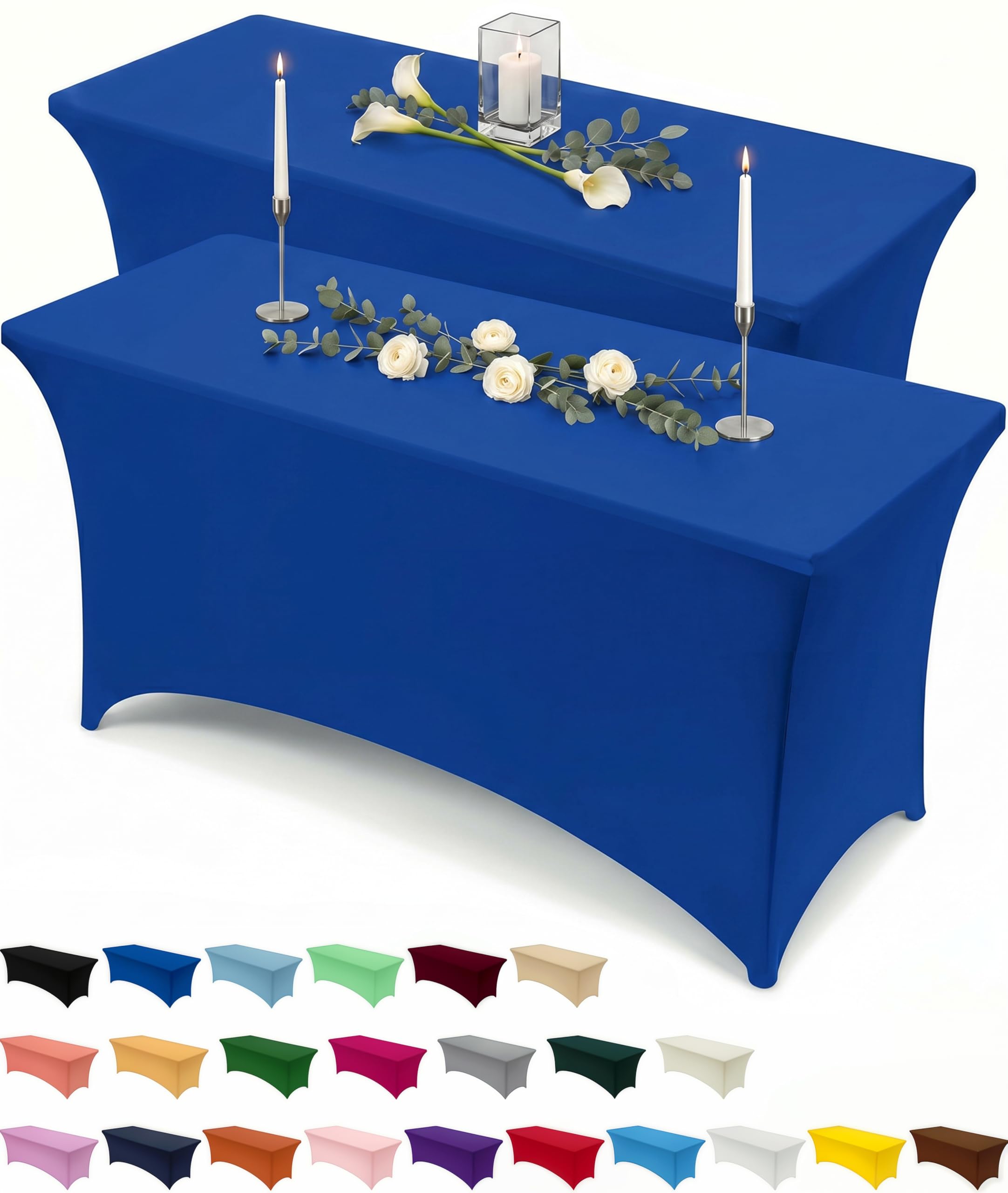 Utopia Kitchen Elastane Tablecloth Tight Fit Washable and Wrinkle Resistant Rectangular Patio Table Cover for Event, Wedding, Banquet and Party, 122 x 76 x 76 cm (L x W x H), 122 cm,