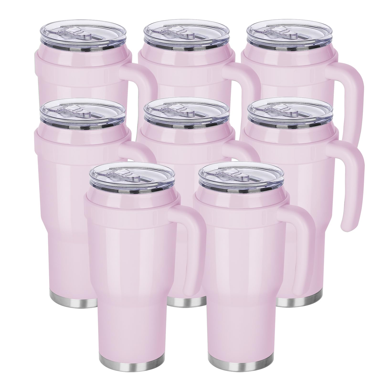 VQRRCKI 40 oz Tumbler with Handle and Straw - Stainless Steel Insulated Tumbler with 2 In 1 Lid - Keep Cold for 24 Hours or Hot for 10 Hours - Light Petunia