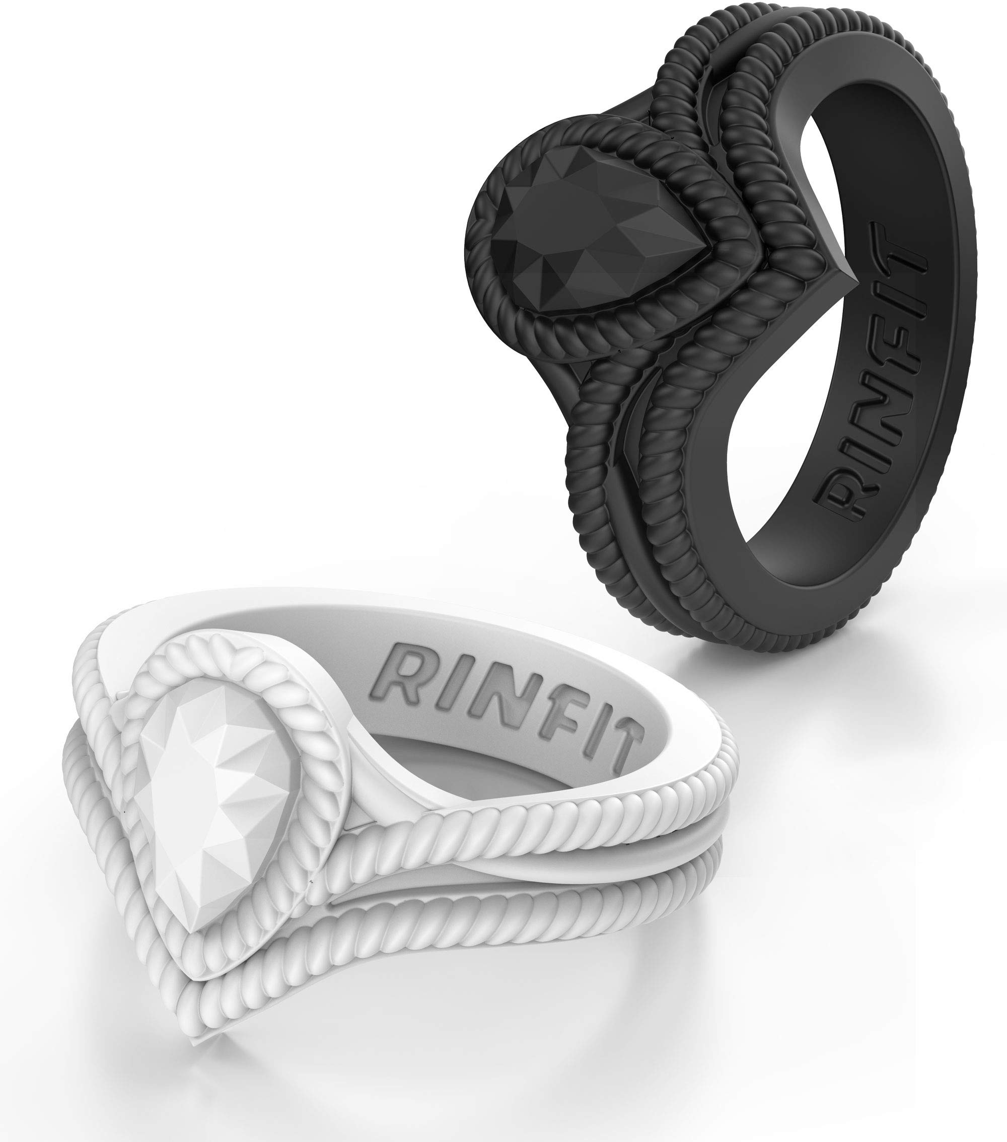 Rinfit Silicone Rings for Women - Silicone Ring Women - Womens Rubber Wedding Rings - Pear Silicone Wedding Bands Women - Patented Design