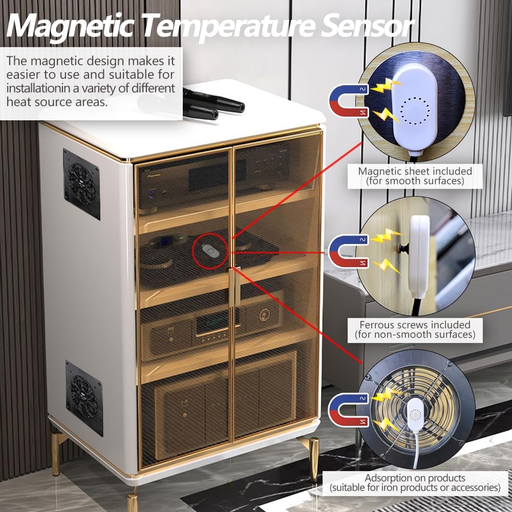 120mm USB Quiet Cabinets Cooling Fan System 6" with 0-60℃ Adjustable Thermostat Control, for Home Theater AV Cabinets,Plant House, pet Kennel