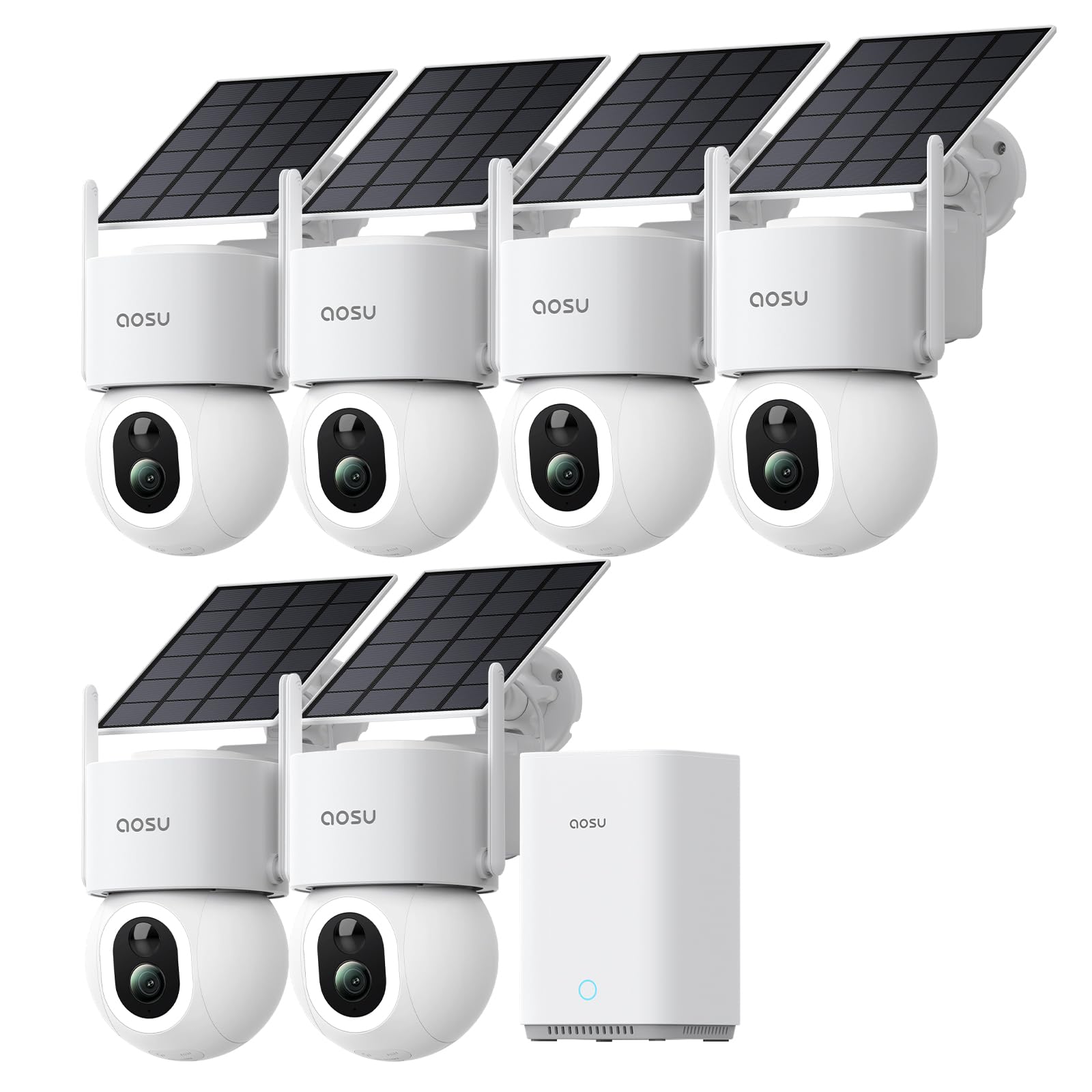 aosu 4K 8MP D1 Max Überwachungskamera Aussen Solar Akku UHD &amp; aosuBase 2.0 mit Licht 360° PTZ, 6 Cam-Kit, Kein ABO Nötig, PIR Auto-Tracking, Farb- Nachtsicht, Erweiterbarer Speicher bis 1TB – Amazon Angebot