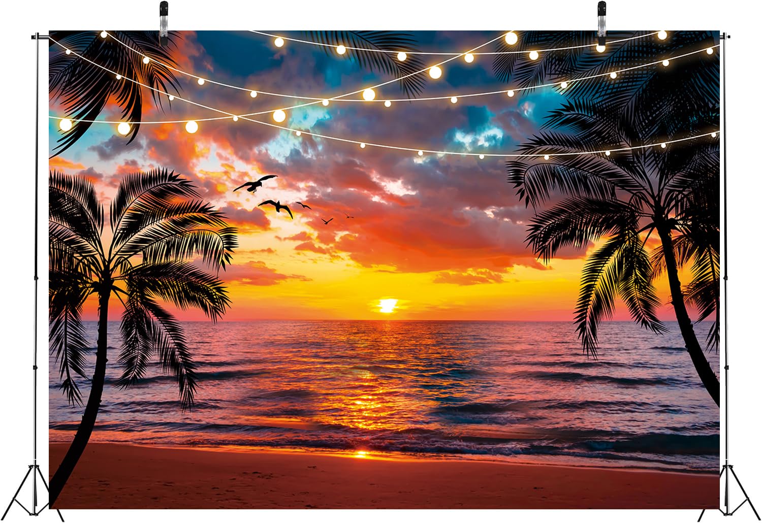 Tropical Scenery Background 10x8FT Sunset Beach Backdrop - Tropical Hawaii  Photography Background For Parties \u0026 Events Hawaiian Party Decor, image size:1500x1030