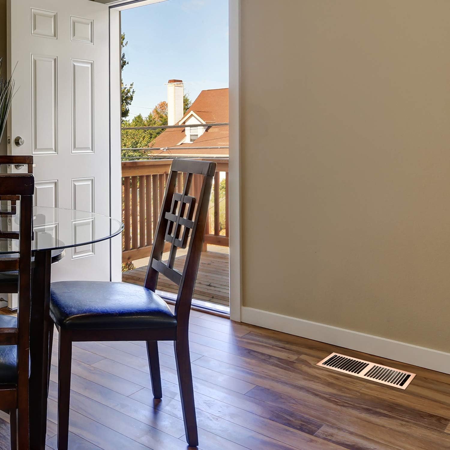 Akicon 4"x10" Floor Register with Trap Net, 4-Inch x 10-Inch Duct Opening Measurements, Copper Finishing