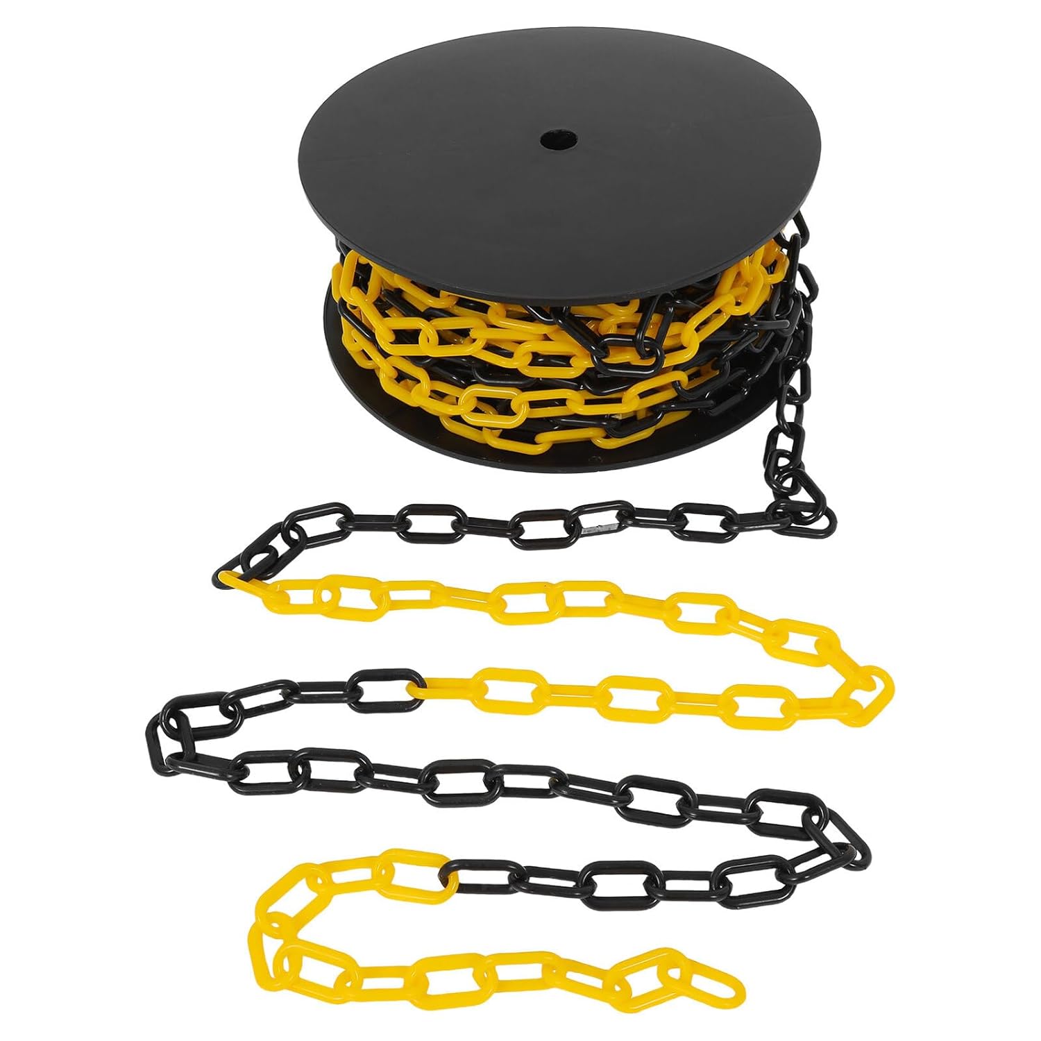 6mm Black Yellow Plastic Safety Barrier Chain Link – 25m Solid Pp/pe Fence Chain for Crowd Control, Construction, and Event Safety Barricade