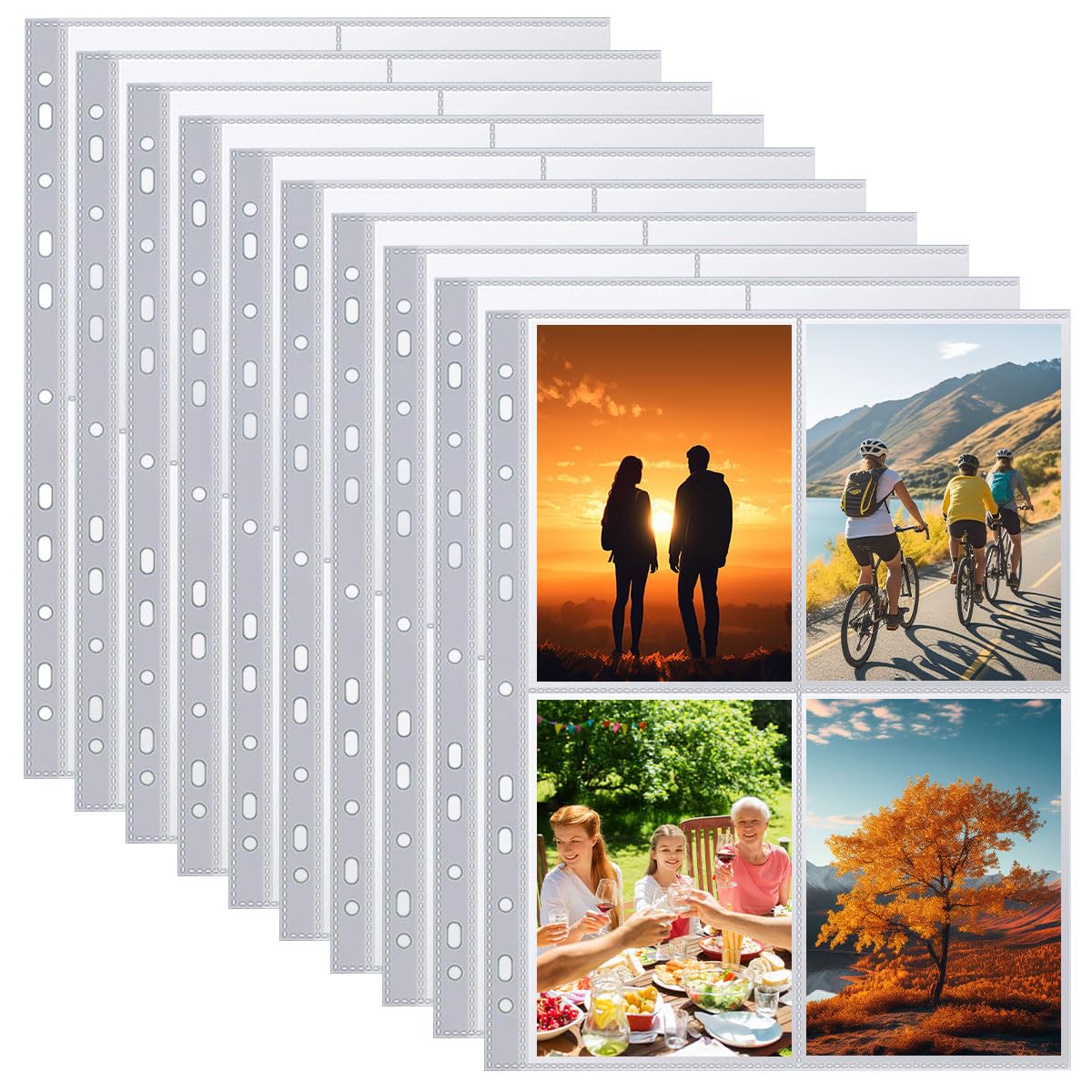 100 pezzi, formato A4, buste per foto, 4 tasche, formato A4, buste trasparenti per riporre foto, formato A4, custodia per cartoline, custodia per album foto, buste per foto, 10,5 x 15,2 cm
