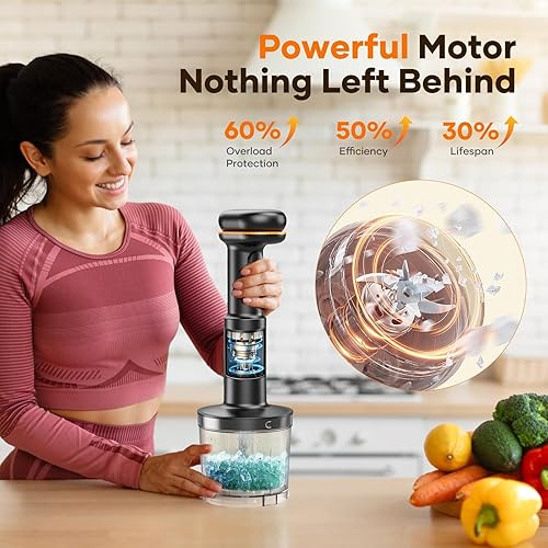 Miniatura 8 de Ritus Licuadora de inmersión inalámbrica, 5 en 1, batidora de mano portátil, motor resistente, batidora de mano de velocidad variable hoja de acero