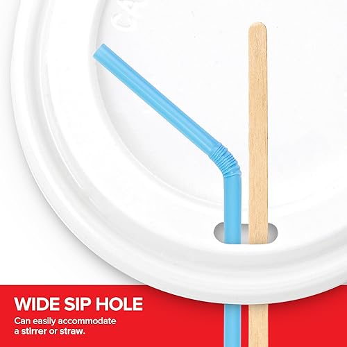 Miniatura 4 de Stock Your Home (100 unidades) tapas desechables para tazas de café en color blanco para tazas calientes de papel estándar de 10, 12, 16, 20 y 24