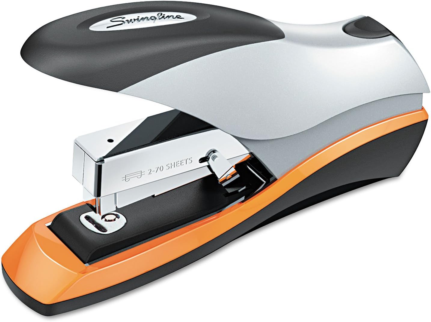 Stapler, 70 Sheet Capacity, Optima 70, Jam Free, Reduced Effort, Soft Grip, Metal, Silver/Black/Orange (87875)