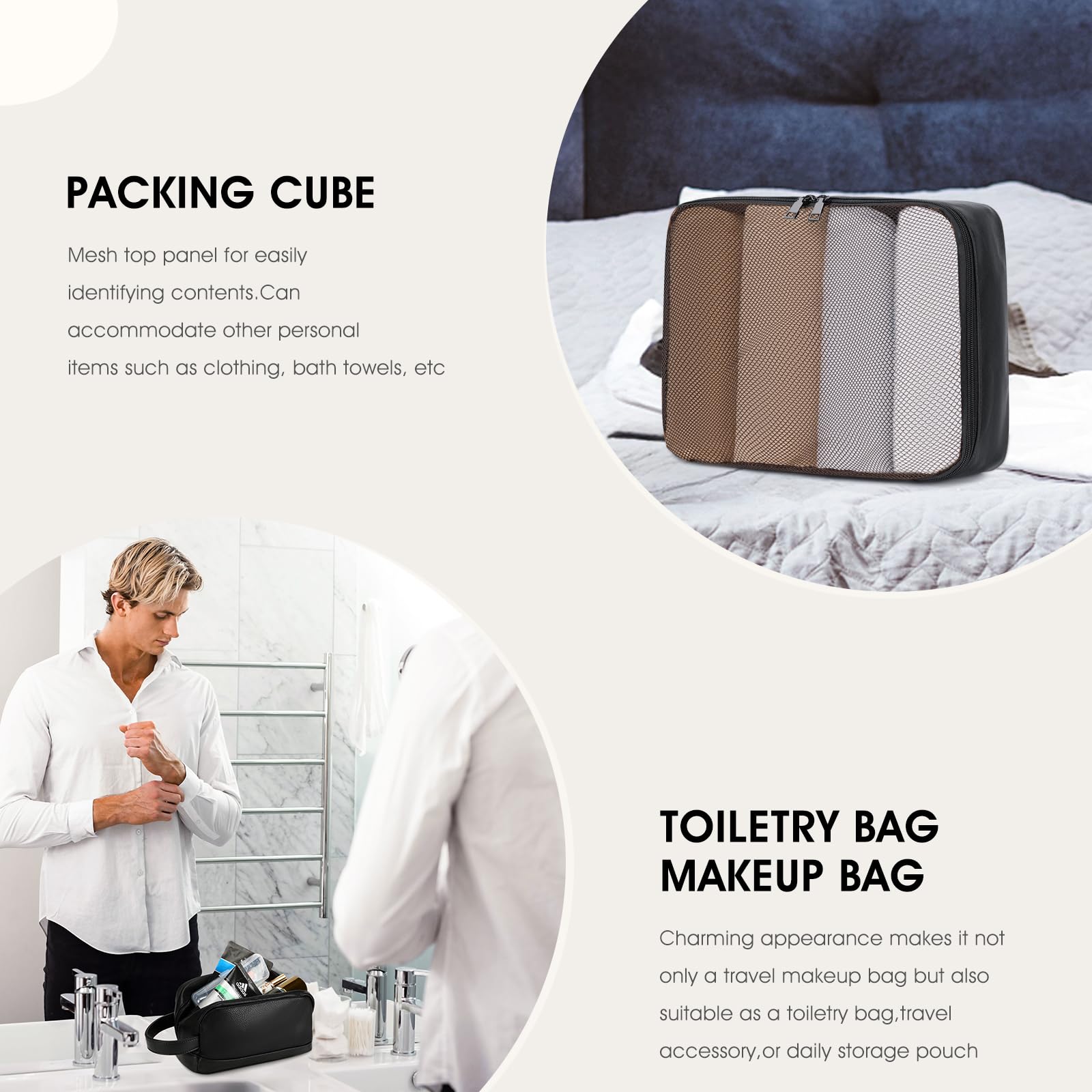 Wogarl 3 bolsas de fin de semana para mujer, bolsa de viaje grande para fin de semana, bolsa de viaje con compartimento para zapatos, Negro, L, Moda