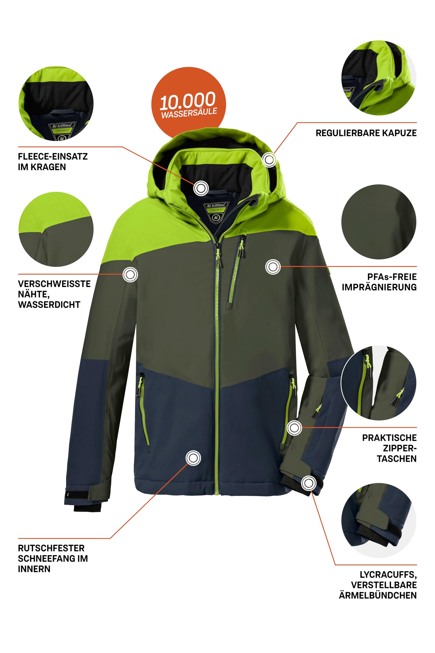 Killtec Ksw 161 Bys Ski Jckt Giacca da sci/giacca funzionale con cappuccio e paraneve Bambini e ragazzi