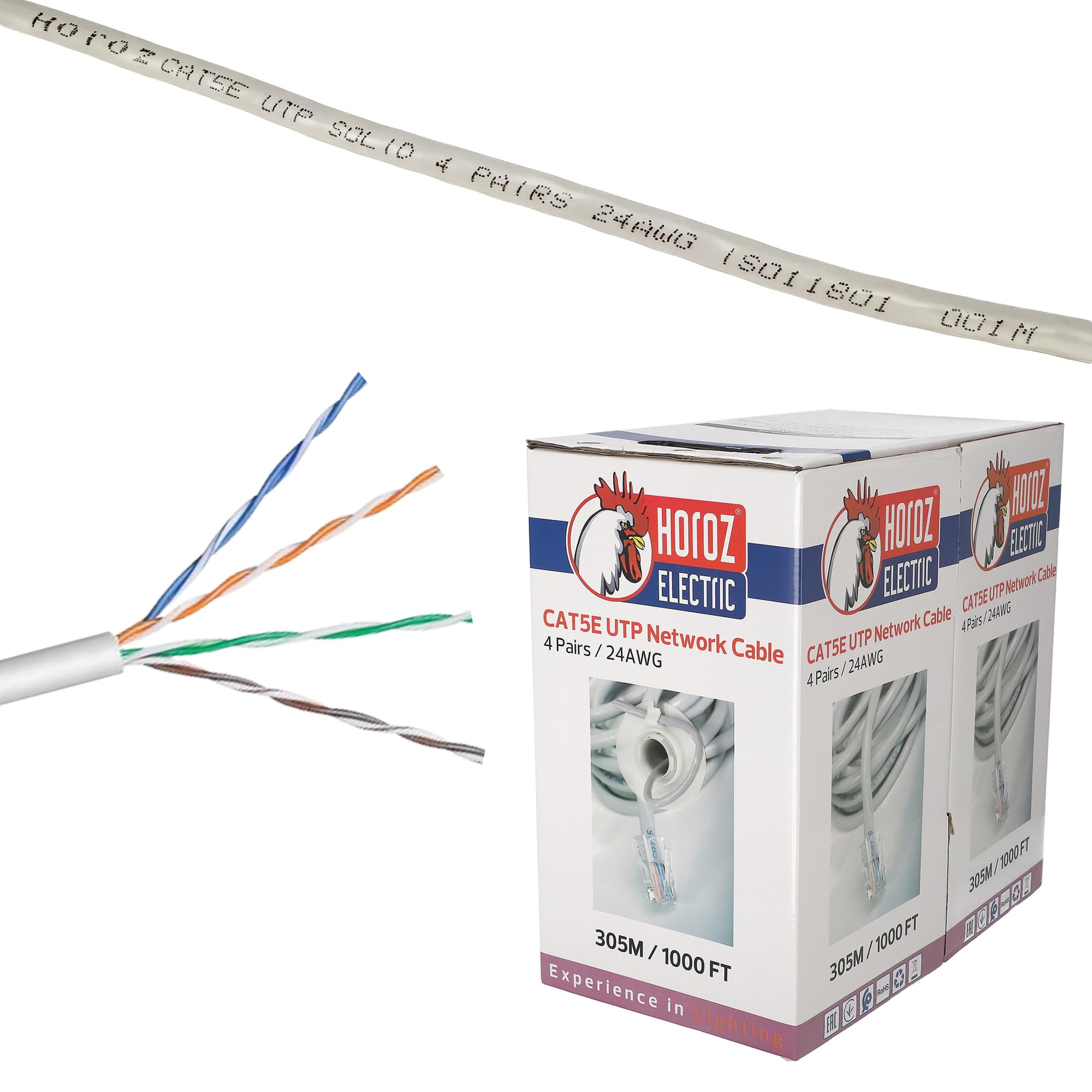 Kabel Ethernet - 10m - Kabel Sieciowy CAT 5e - Skrętka UTP CAT5e Nieekranowany / 24 AWG - Przewód 1 Gb/s 100 MHz do Internetu Routera Modemu Komputera - Horoz Electric