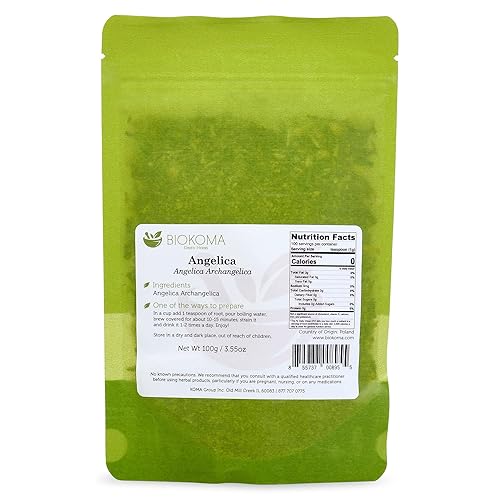 Miniatura 2 de Biokoma Raíz seca de angélica pura 100g (3.55oz) en bolsa resellable a prueba de humedad