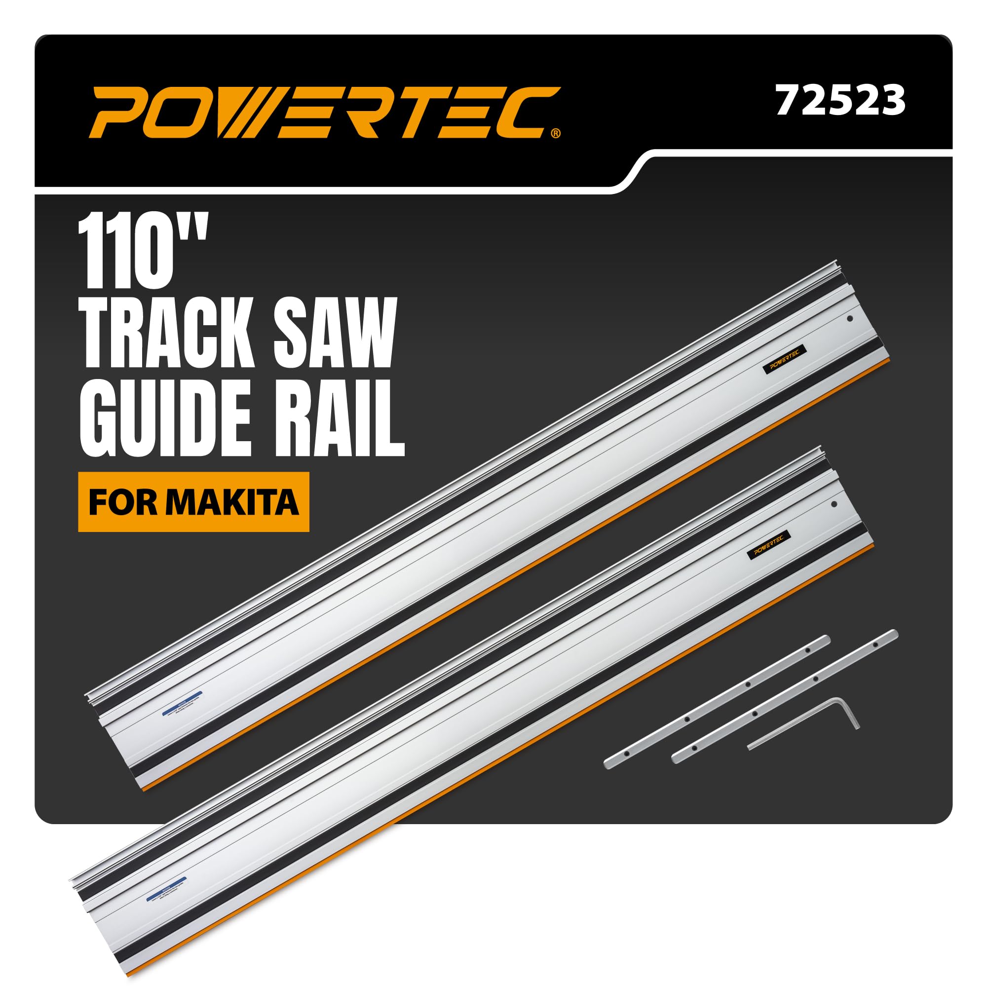 POWERTEC 110" Track Saw Guide Rail Set for Makita &amp; Festool (72523)