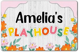 Personalized Playhouse Doormat: Floral Haven for Kids' Outdoor Adventures