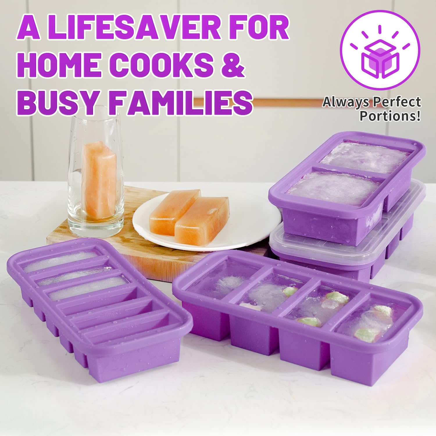 Tmeng Lot De 2 Moules De Congélation En Silicone Avec Couvercles