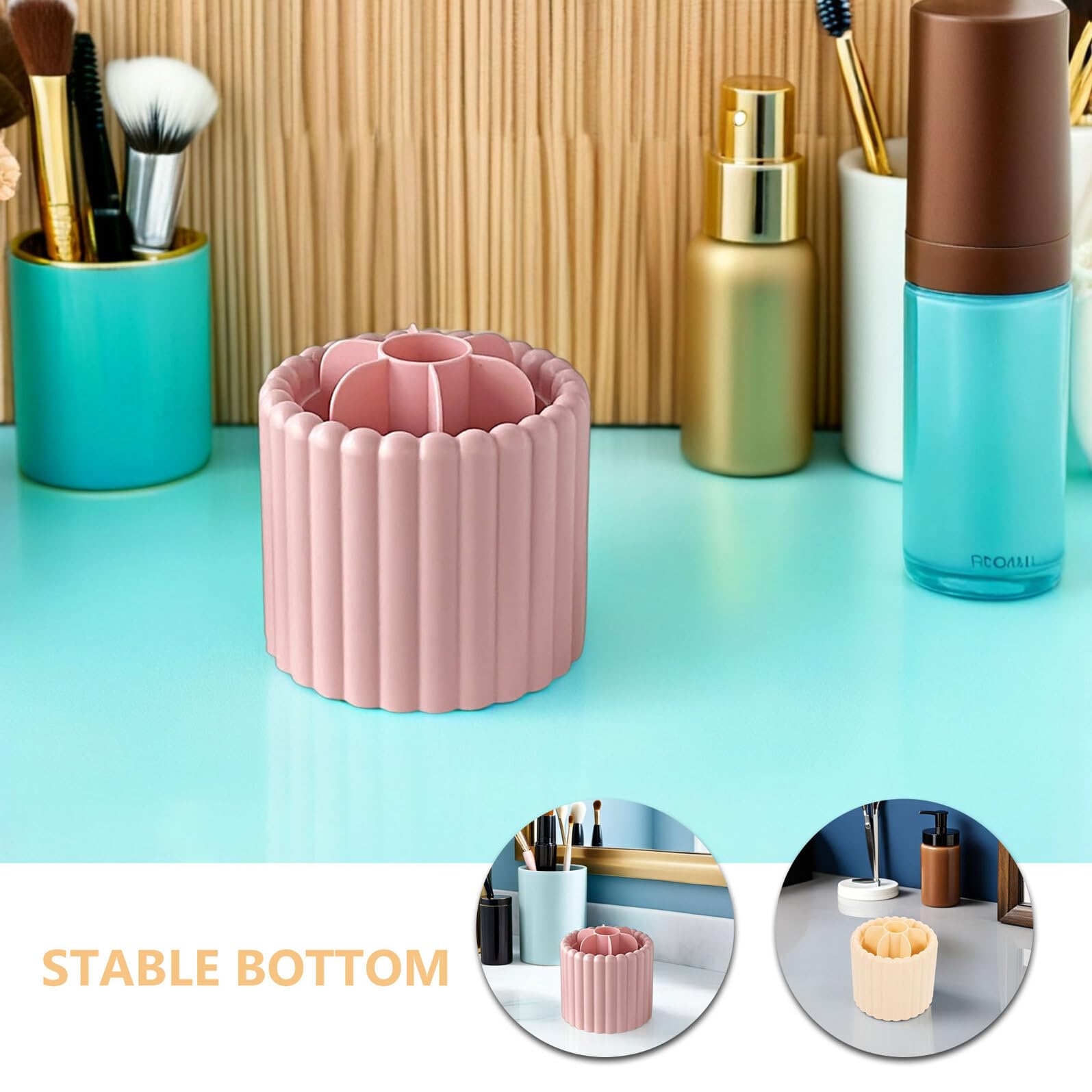 2 Stück Drehbarer Make Up Pinselbecher für Schreibtisch und Waschtisch