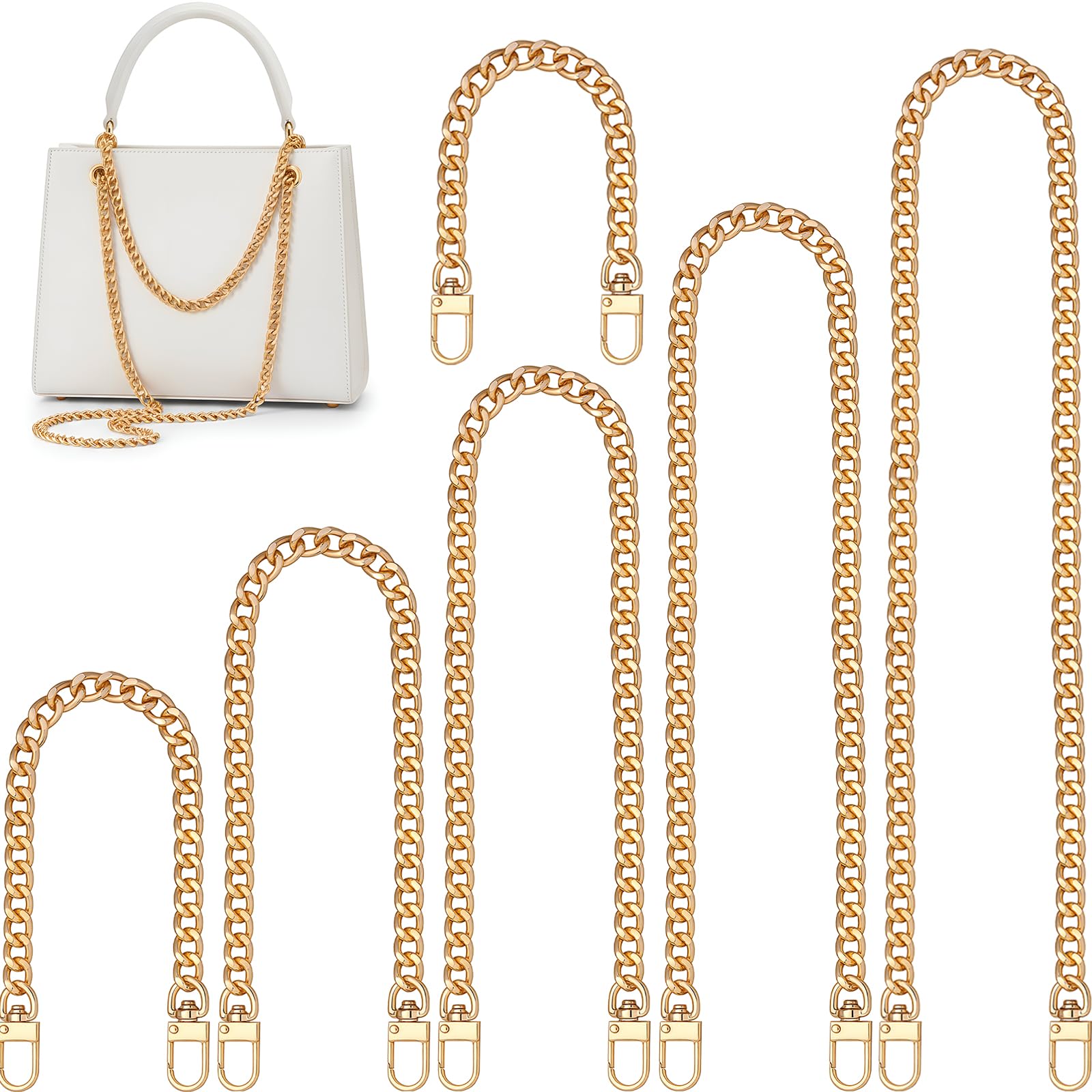 Sangle de rechange en métal doré chaîne pour sac à main et pochette 120 cm