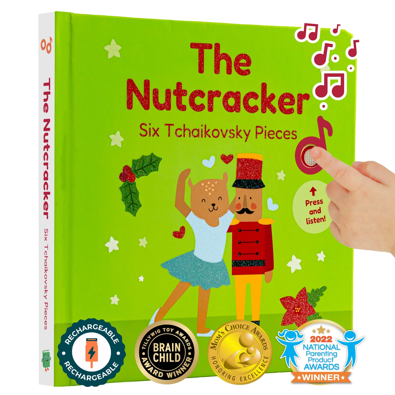 Cali's Books The Nutcracker Book for Children - Rechargeable USB Musical Book for Toddlers 1-3, Perfect for Christmas, 6 Excerpts from Tchaikovsky's Nutcracker Classical Music, Ballet for Kids