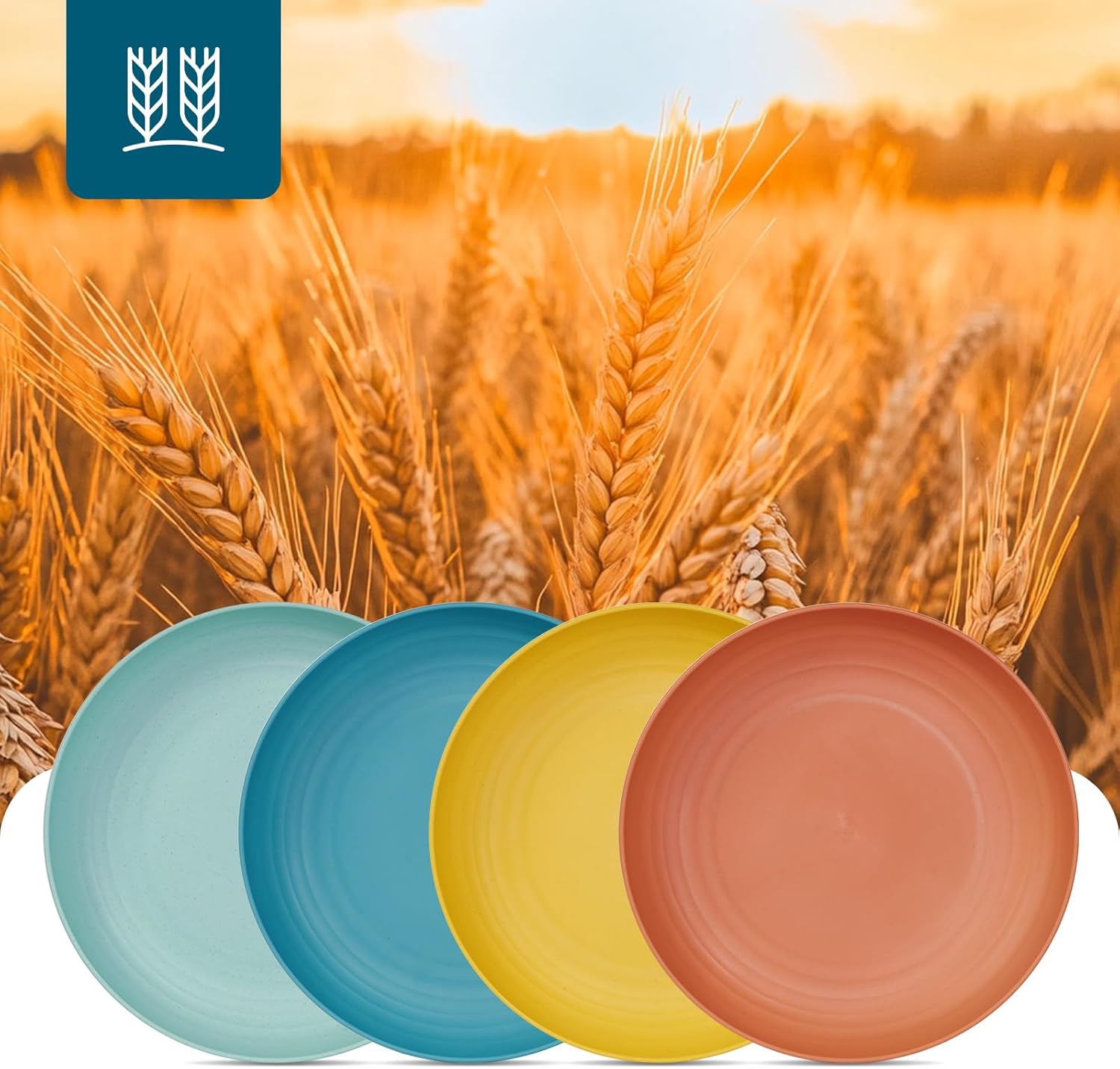 10 inch Deep Dinner Plates Set of 8 Wheat Straw Plates, Unbreakable Dinner Dishes Alternative for Plastic Microwave and Dishwasher Safe for Kitchen with 4 Colors Classic Bright - Image 3
