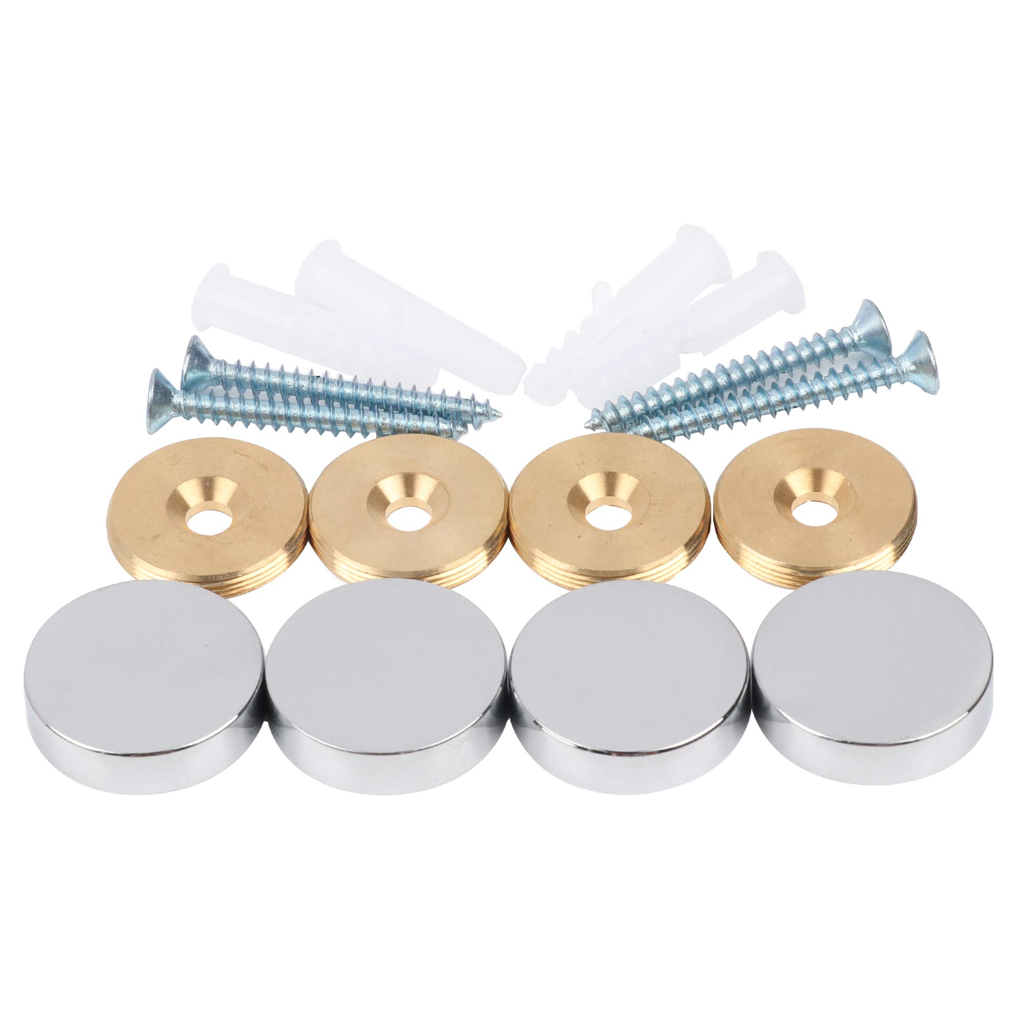 Mirror Screws,Brass Cap Decorative Mirror Nails,Φ25mm,Polished Chrome,4 PCS