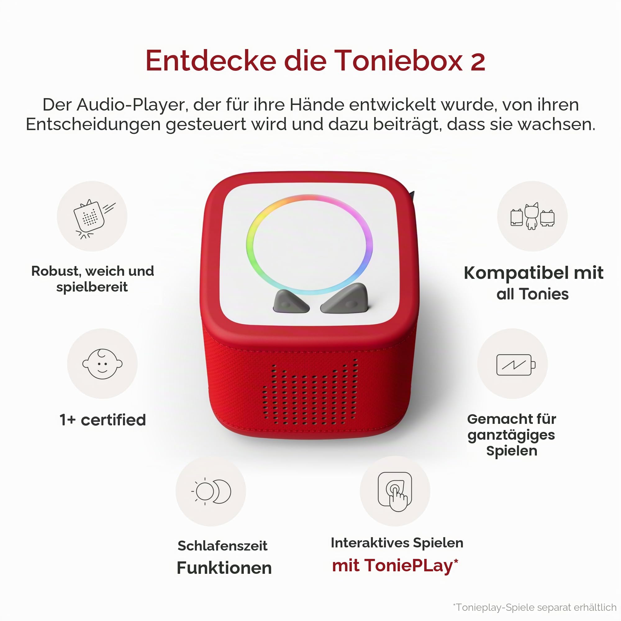 Sunset Red Toniebox 2 Starterset mit Creative-Tonie Rubie