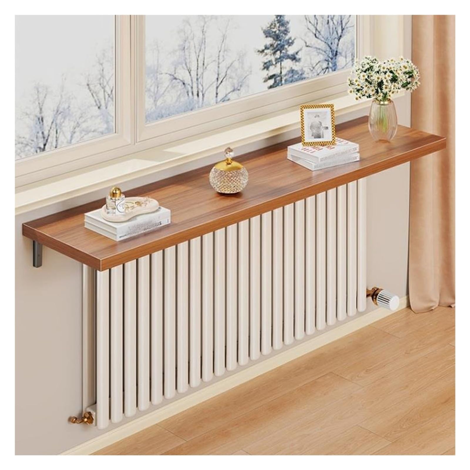 Mensola Regolabile per Termosifone, Mensola Decorativa da Parete Organizer Multifunzionale per Termosifone per Riporre Oggetti Vari in Soggiorno (19.6in/50cm)