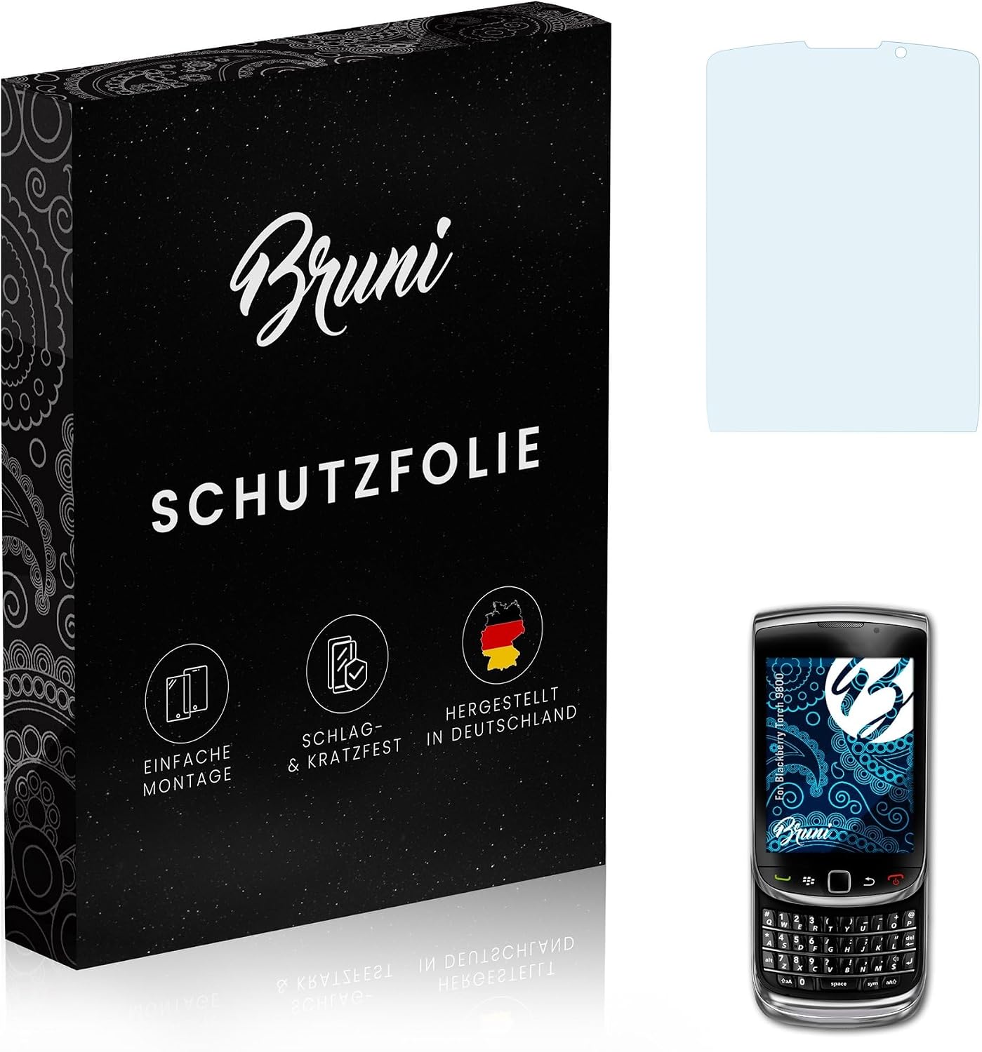 Bruni Screen Protector compatible with Blackberry Torch 9800 Protector Film, crystal clear Protective Film (2X)