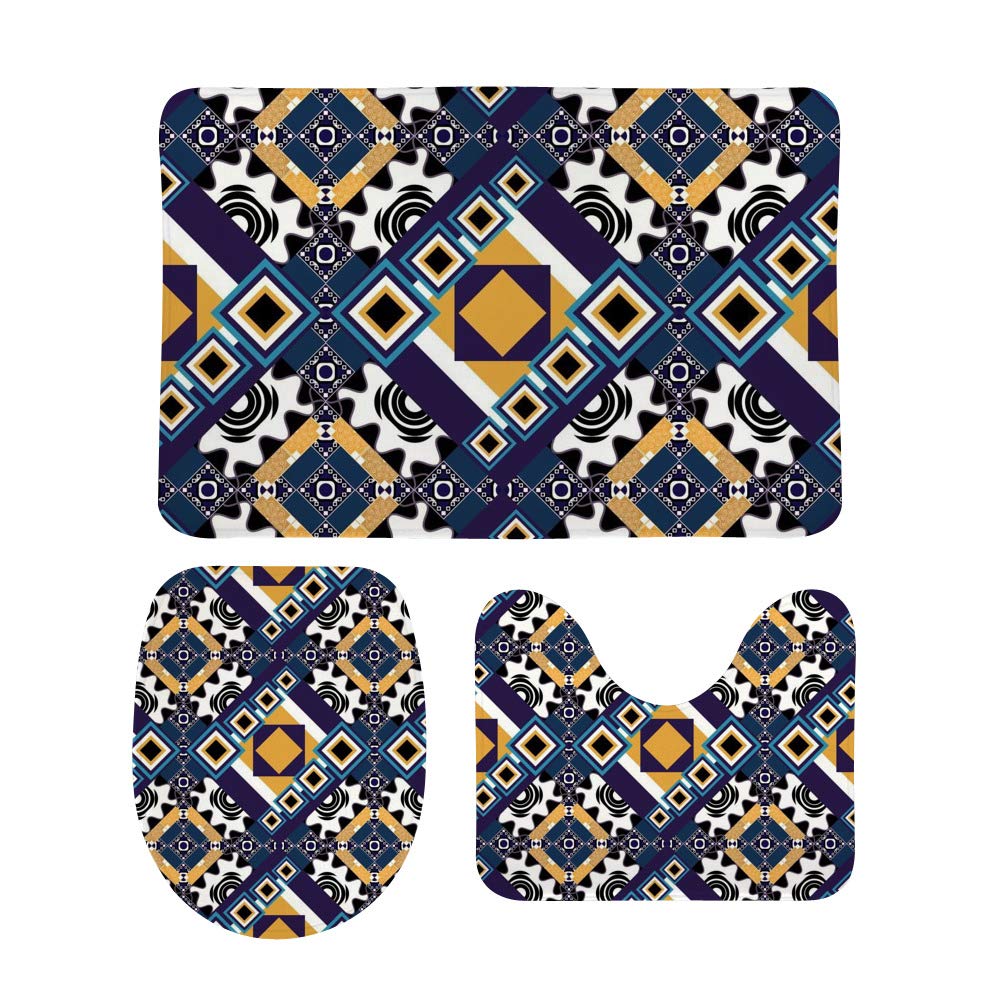Tapis de bain antidérapants lot de 3 avec fond abstrait pour porche et cuisine