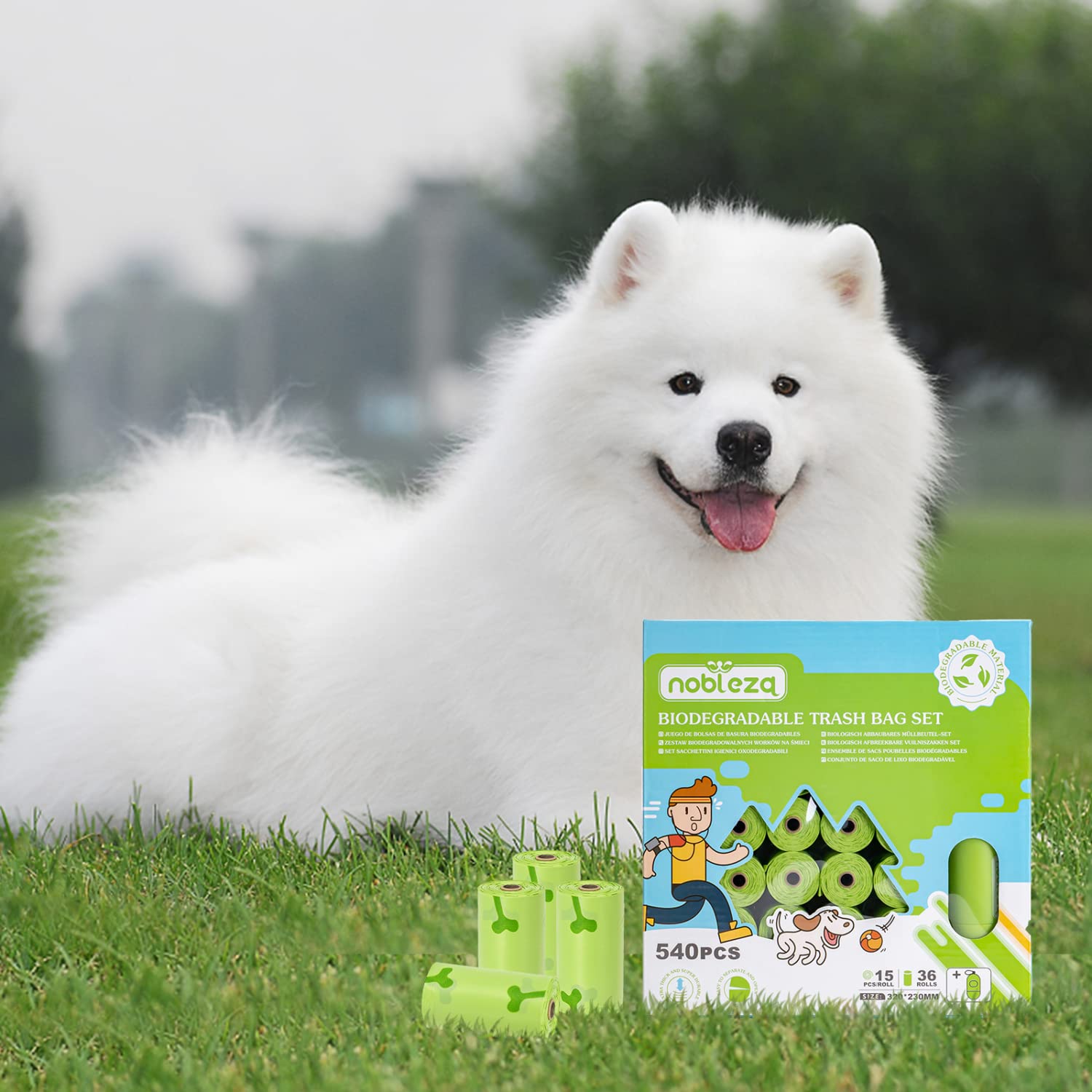 Nobleza Bolsas Caca Perro, 1080 bolsas con Dispensador, Extra Grueso, A Prueba de Fugas, Bolsitas caca Perro, Dog Poop Bag, 72 Rollos