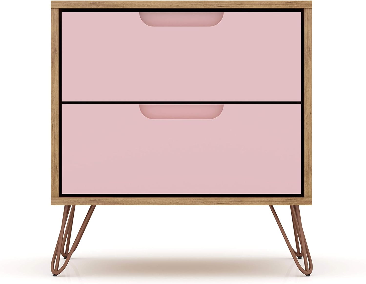 Manhattan Comfort Rockefeller Mid-Century Modern 2 Drawer Bedroom Nightstand, 20.08