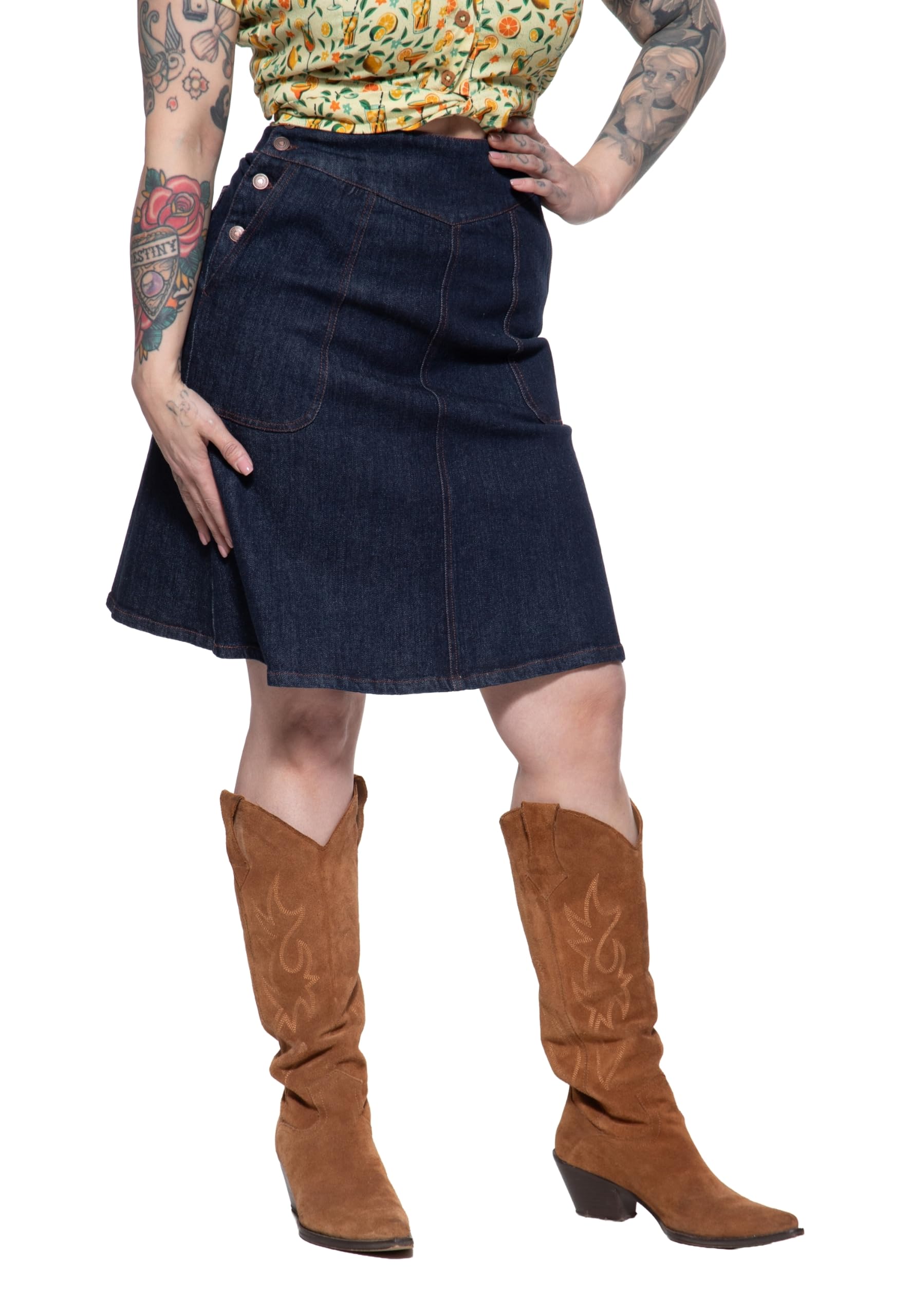 Queen Kerosin Damen A-Linien-Rock Mit Checkered-Streifen Super Modified