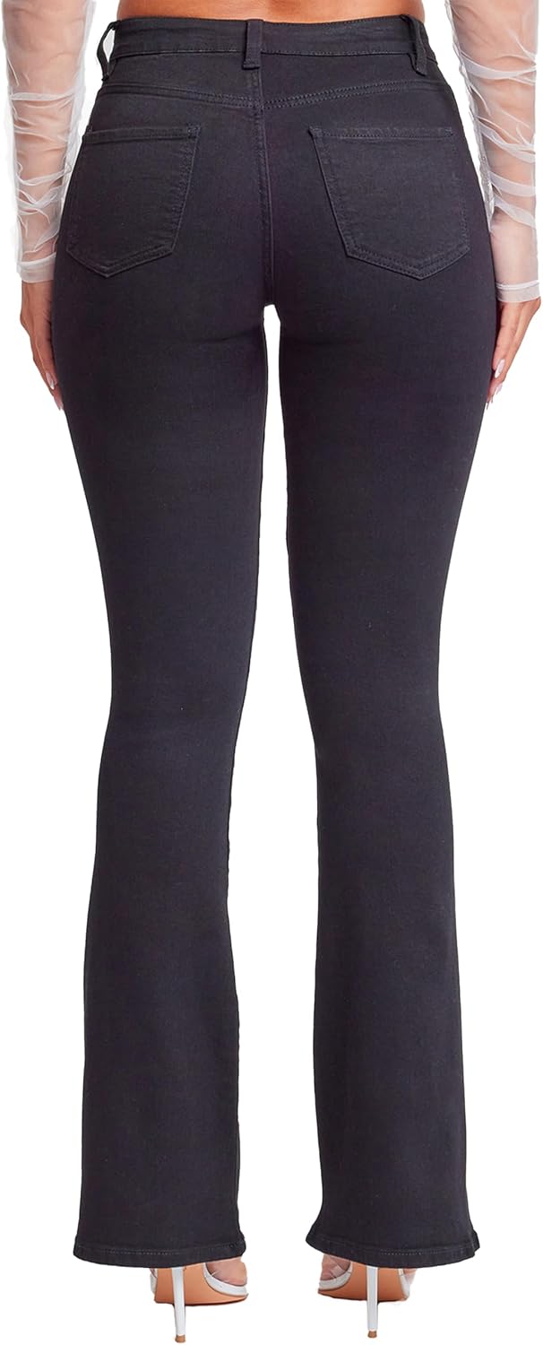 YMI Womens YMI Womens Basic 5 Pocket 1 Button High-Rise Flare - Image 3