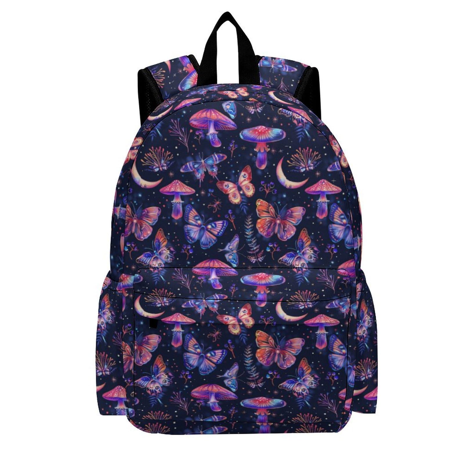 Joyidec 17 Inch Laptop Backpack 70s Neon Butterflies Mushroom Teen Girls Boys School Backpack Bags Travel Bookbag Back Pack Outdoor Daypack for Women