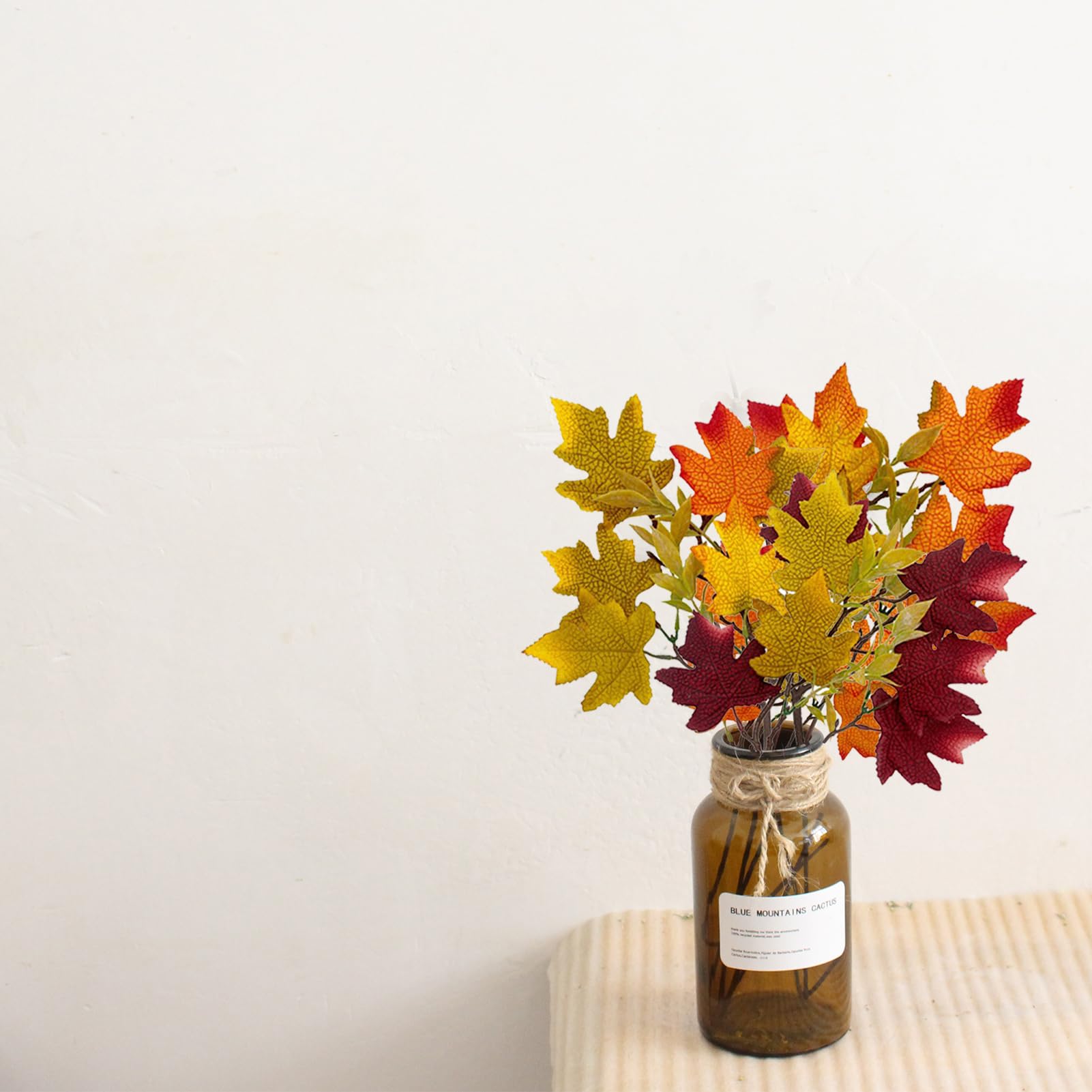 MCDSAJ 6Pcs Artificial Maple Leaves Branches, Fake Fall Maple Leaf Stem for Wreath Vase Arrangement Thanksgiving Harvest Centerpieces