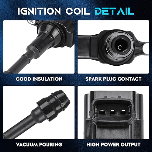 Miniatura 9 de Juego de 4 bobinas de encendido azul compatibles con Altima 2.5L 2002-2006, Sentra 2.5L 2002-2008, X-Trail 2.5L 2002-2013 Reemplazar UF350 C1398