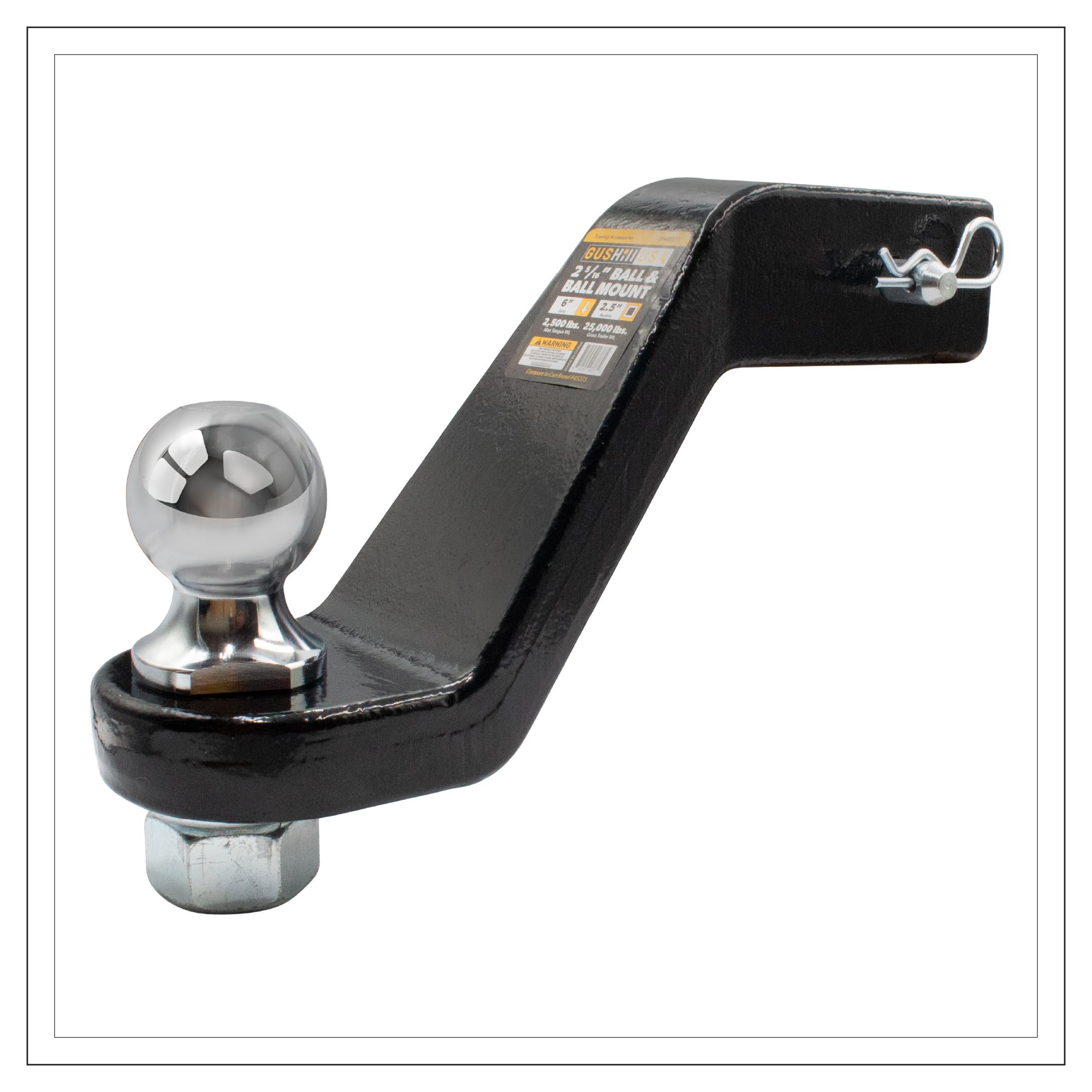 GusHill USA GH45373 Trailer Hitch Mount with 2-5/16-Inch Ball & Pin, Fits 2.5-Inch Receiver, 25,000 lbs Tow Rating (6-Inch Drop)
