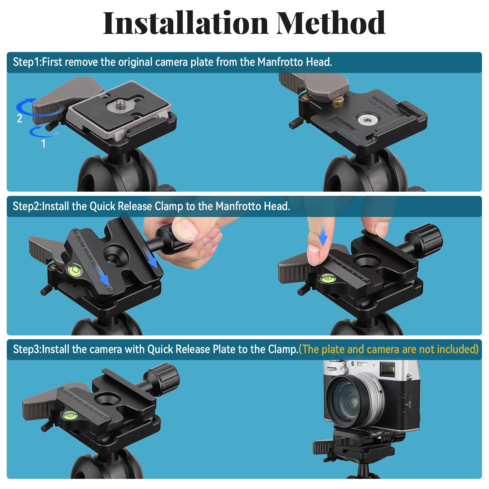 Haoge CP-MA50II Schnellspanner-Adapter, Konverterhalterung für Manfrotto RC2-System auf Arca Swiss kompatibel