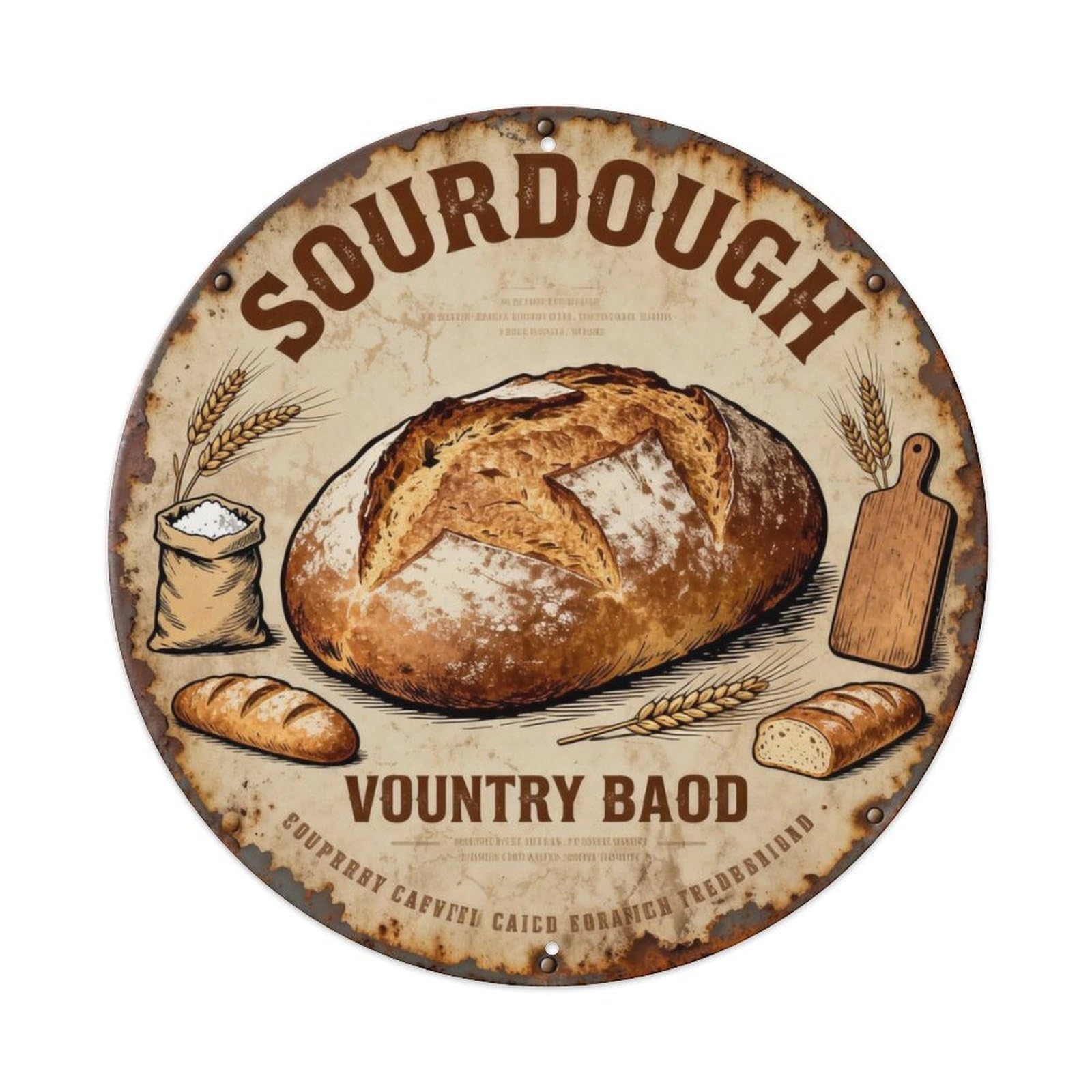 SOURDOUGH Metal Tin Sign Plaque