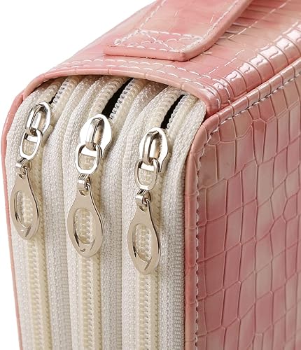 Miniatura 7 de YZK Estuche para lápices de colores con 124 ranuras, estuche grande para adultos, de piel sintética, con cierre de cremallera, naranjizador para