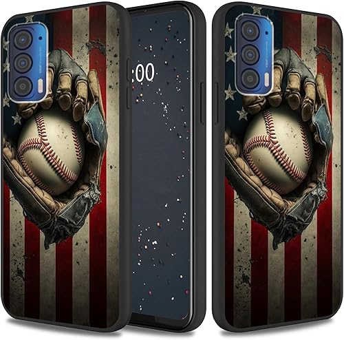 Funda de béisbol con bandera retro para Motorola Moto Edge 2021/Edge 5G UW, Moto Edge 2021 Funda de silicona para hombres y mujeres, funda de goma