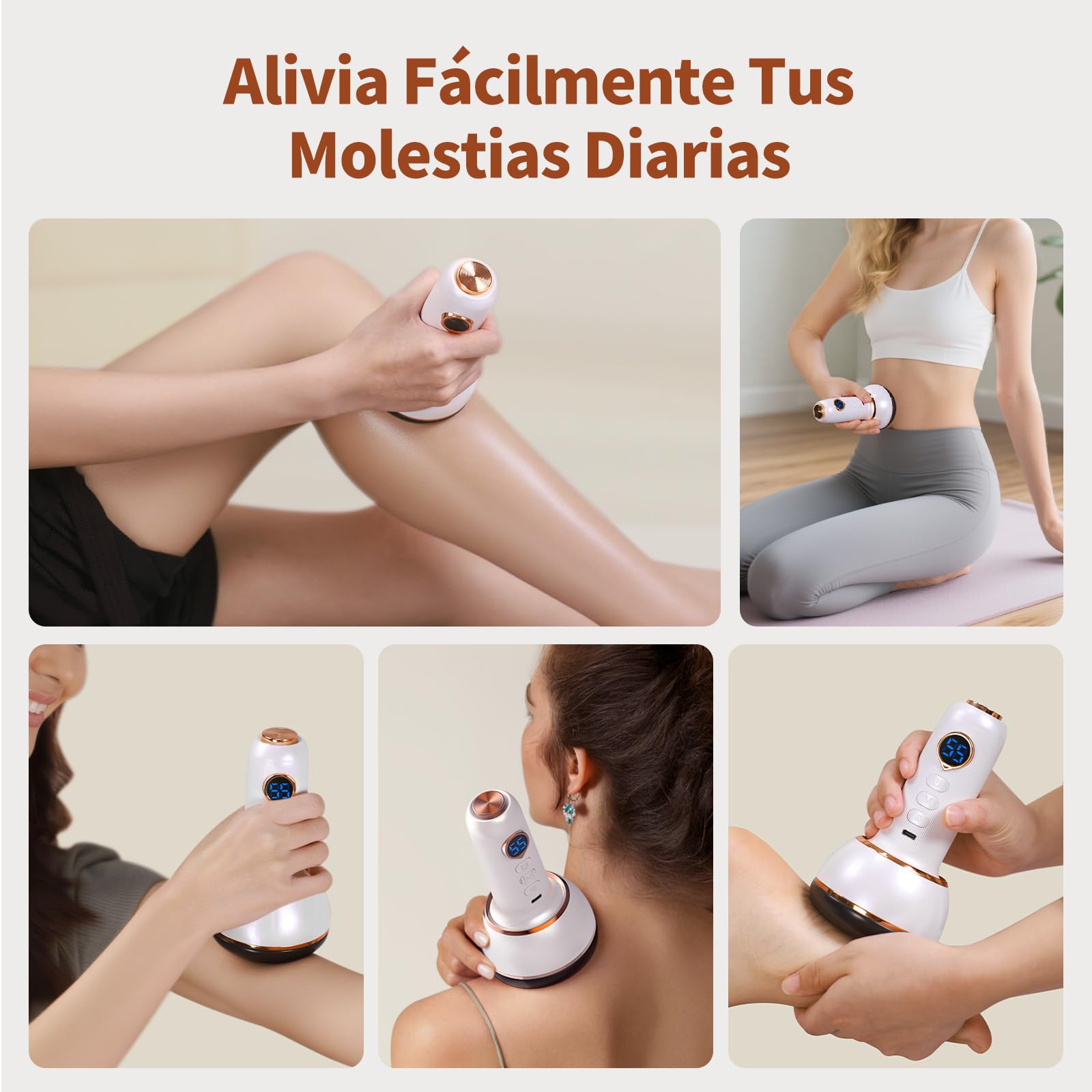 AISEELY Masajeador de celulitis, Vibrastone Neuropatía, Alivio del Dolor y Relajación para Pies, Manos, Espalda, Masajeador de Ondas de Choque con 20 Combinaciones de Masajes, Calor y Vibración